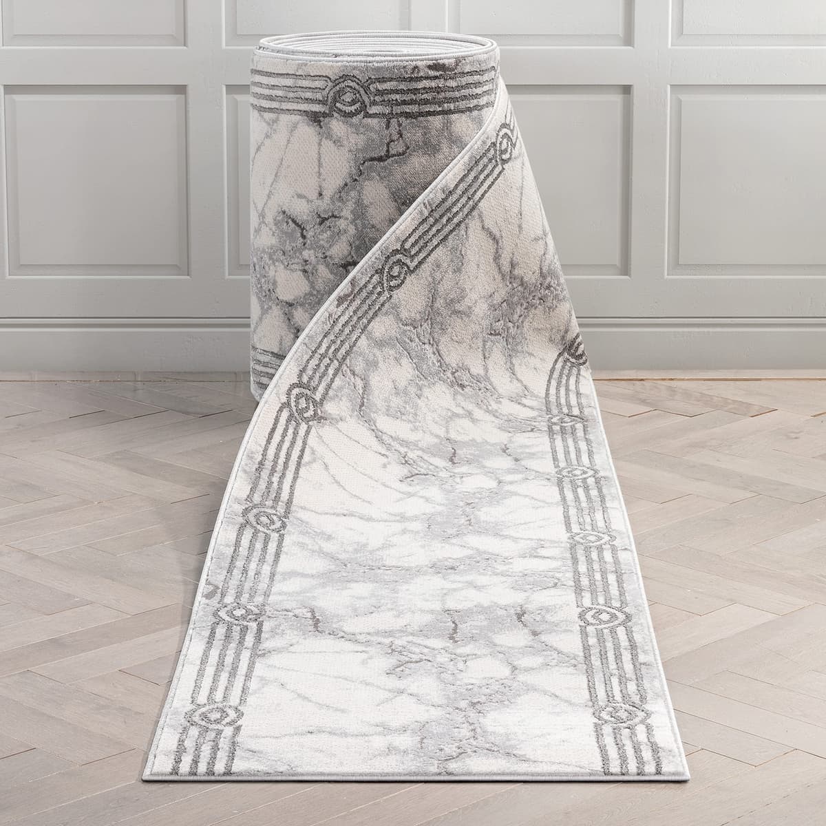 Well Woven Fairmont Lezlee Grey Black corredor 26" x 77' IHS-FRM-73-R-77
