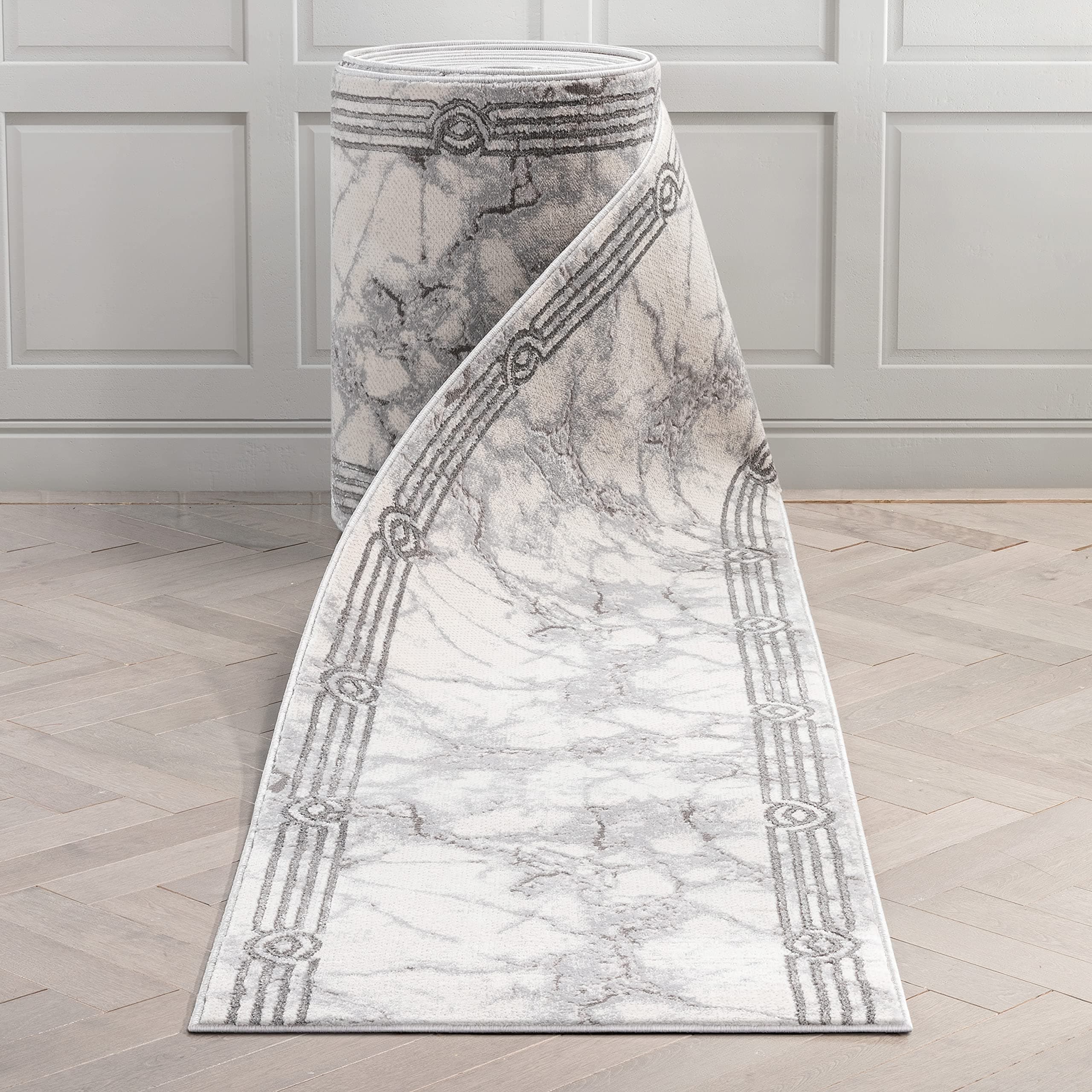 Well Woven Fairmont Lezlee Grey Black - Runner personalizado 26" x 92' IHS-FRM-73-R-92
