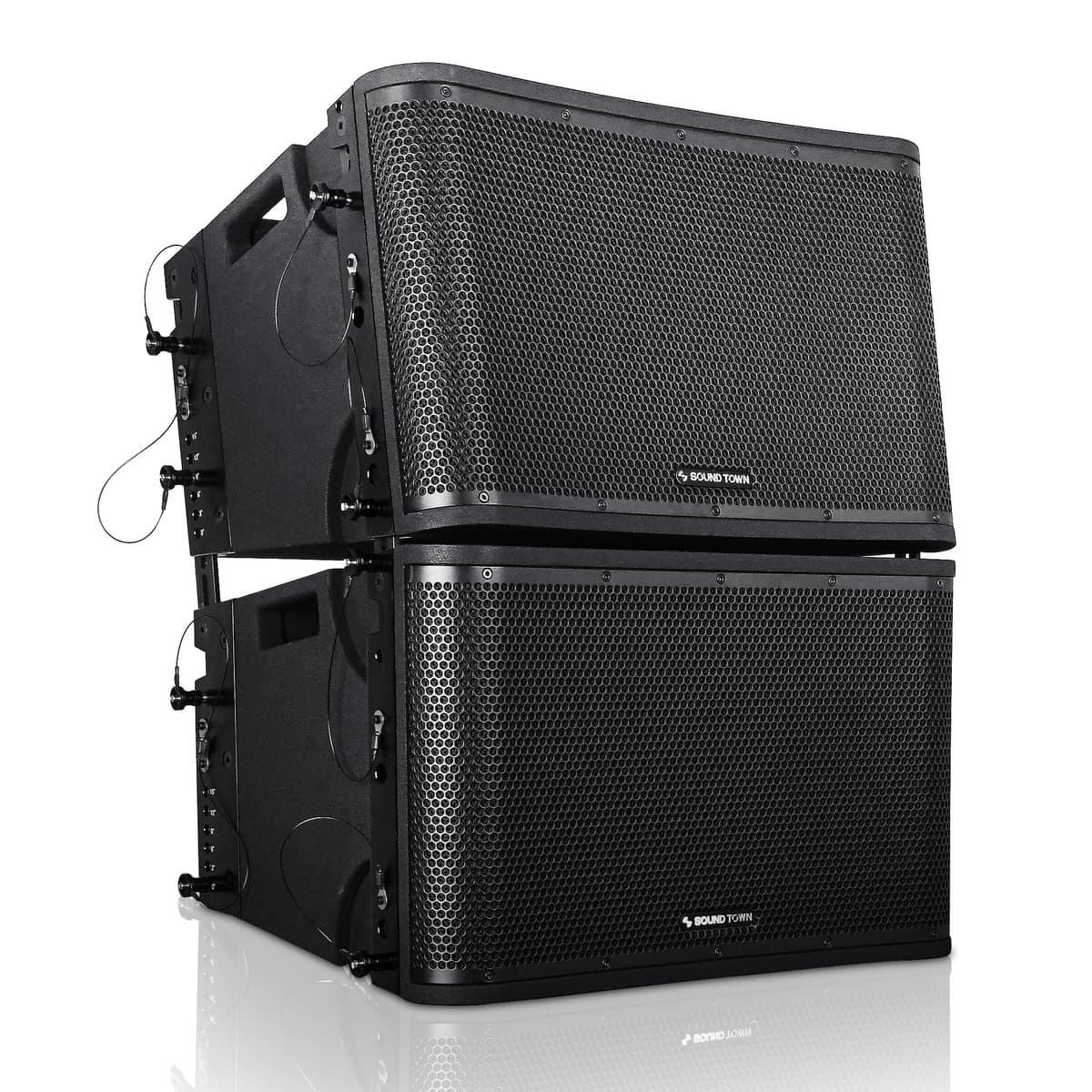 Sound Town ZETHUS Par de altavoces line array autoamplificados 12” ZS-112BPW-PAIR (Negro)