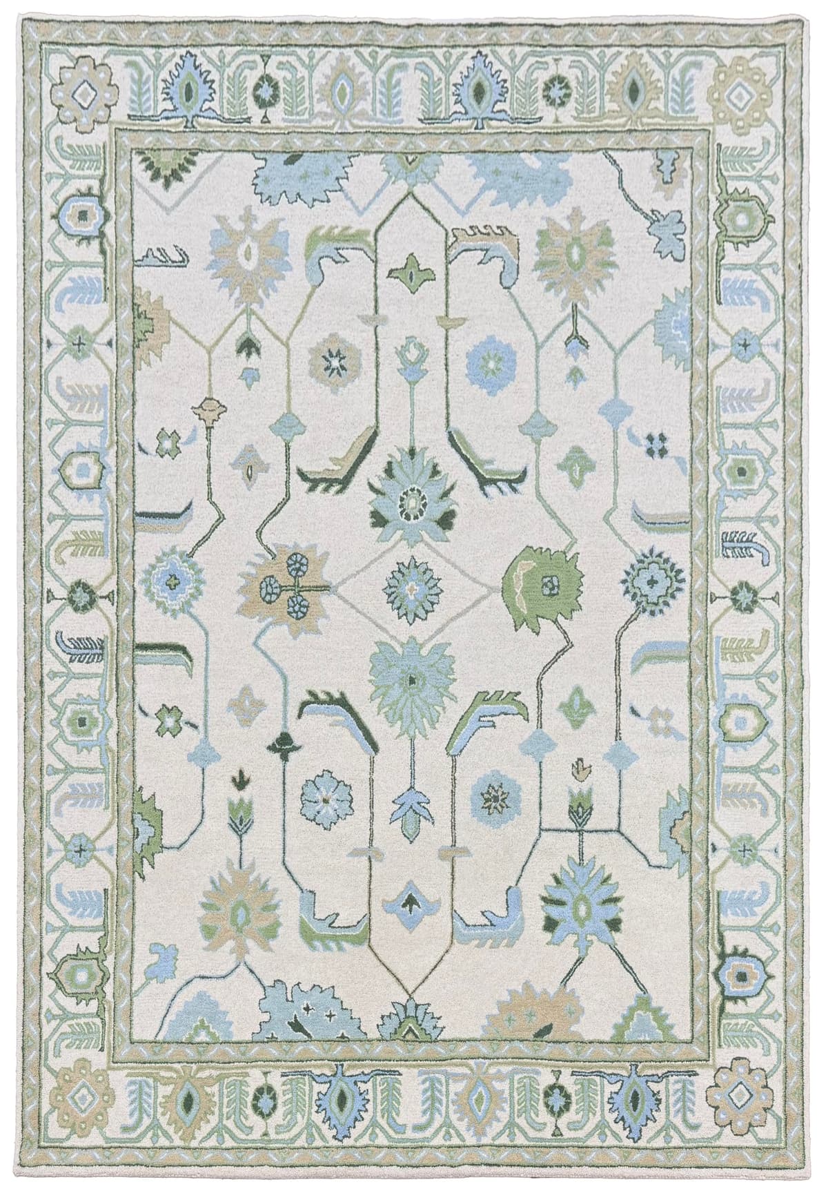 Allen Home Lori Alfombra de lana hecha a mano 8' R - Verde y beige