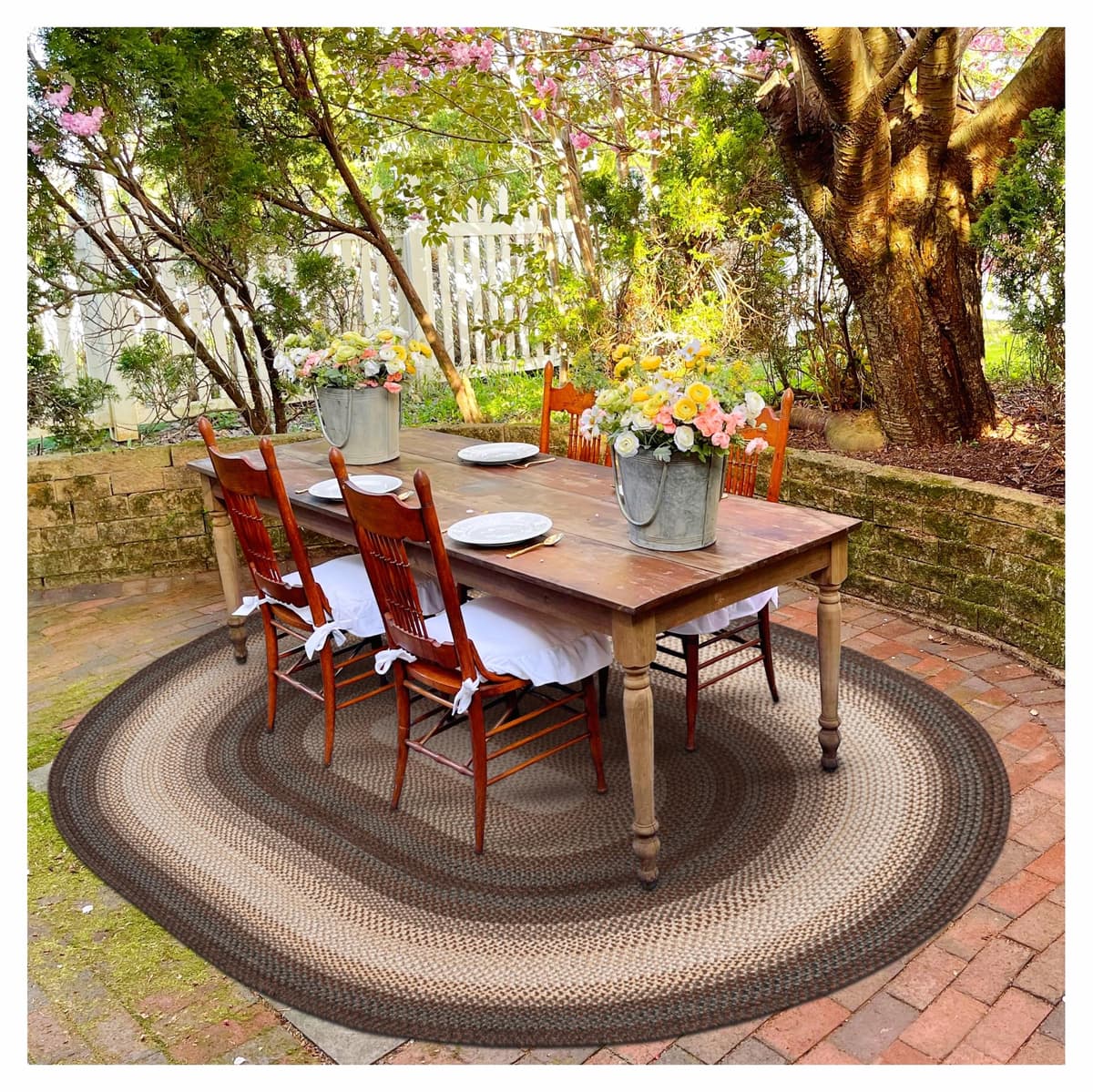 Homespice Alfombra Ovalada Driftwood Brown 5x8' - Marrón Driftwood, lavable interior/exterior 304124-IN