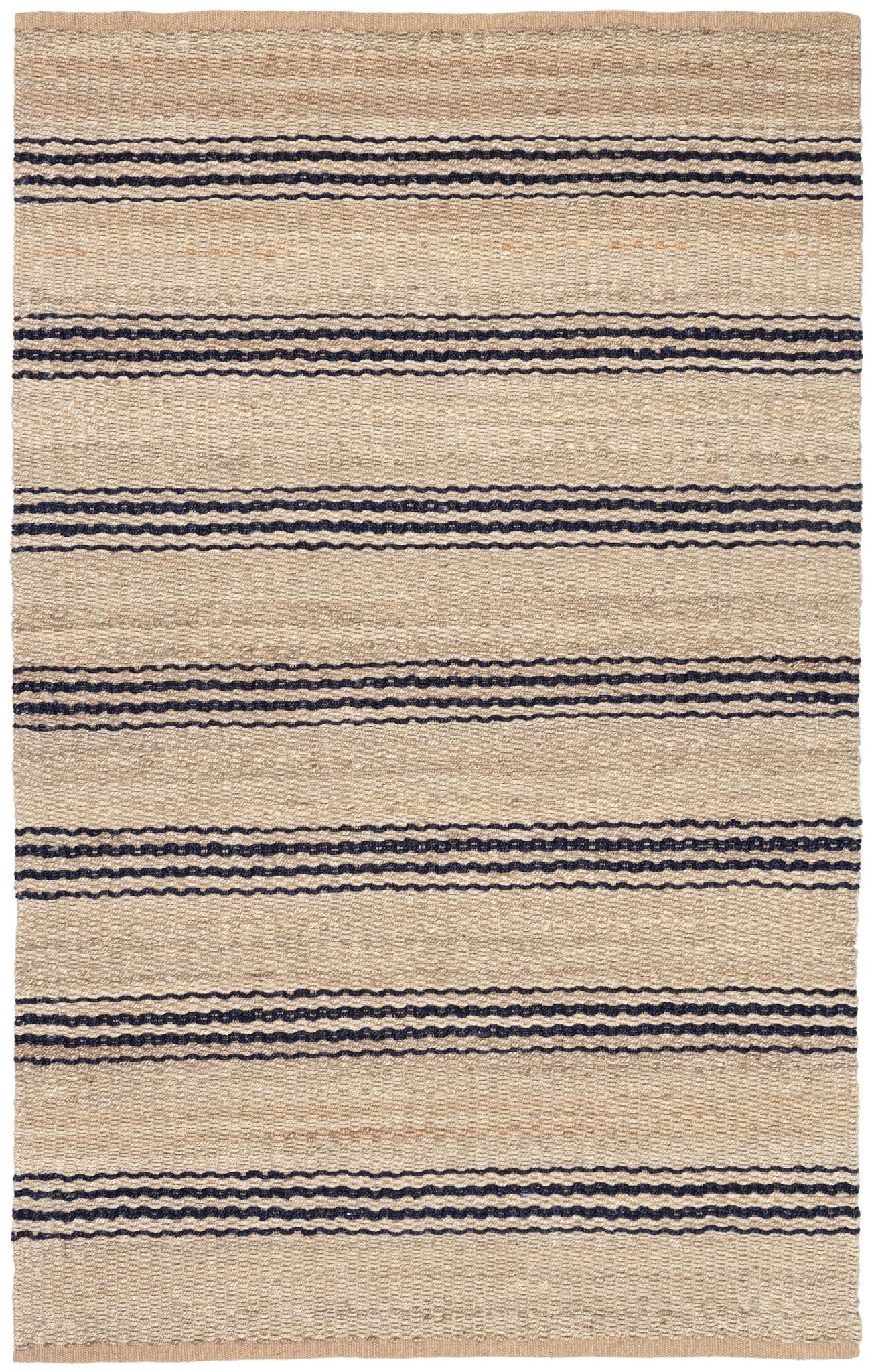 Dash & Albert Jute Ticking Indigo Handwoven Rug, 7.5 x 9.5 ft, Blue Stripe Pattern RDA321-810