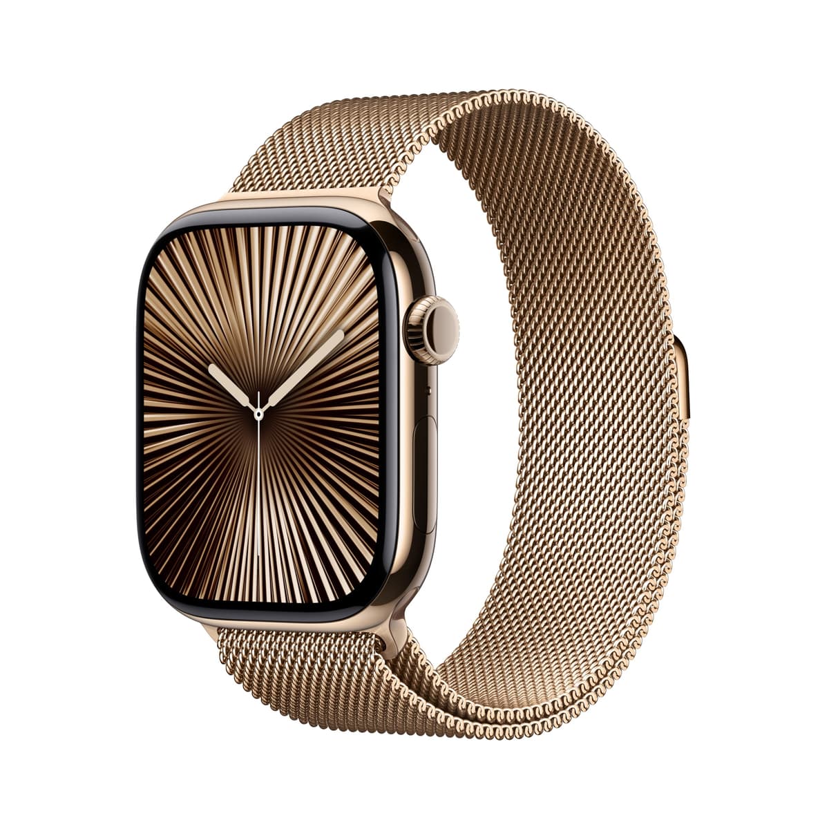 Apple Watch Series 10 [GPS + Cellular caja 46 mm] Smartwatch con caja de titanio dorado con correa Milanesa dorada - M/L. Monitor de actividad, app ECG, pantalla Retina siempre activa, carbono neutral MX003LW/A