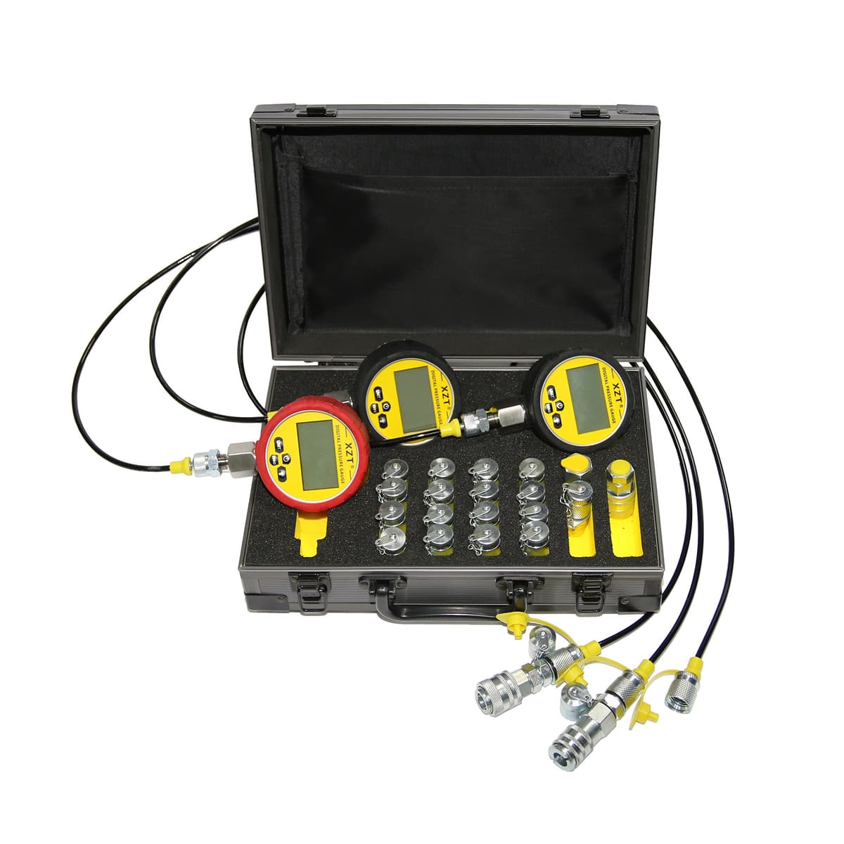XZT Kit de Prueba de Presión Hidráulica 70MPa (10000 PSI) con Manómetros y Accesorios XZTK-70M