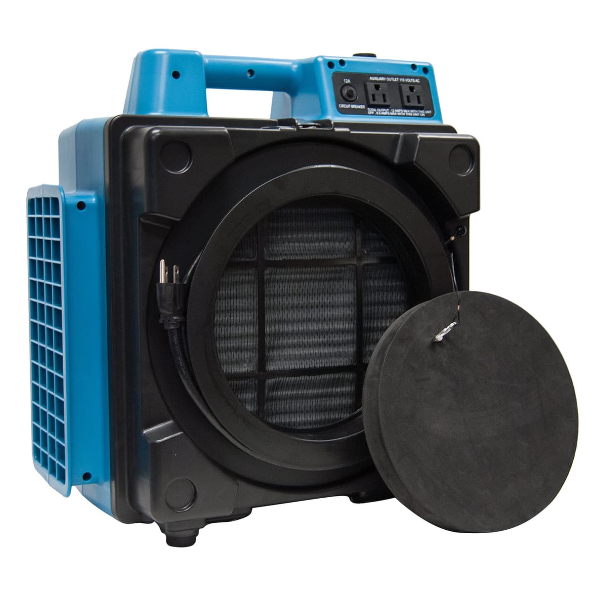 XPOWER X-2480A mini air scrubber 1/3HP 550 CFM con 3 etapas HEPA y tomacorrientes GFCI