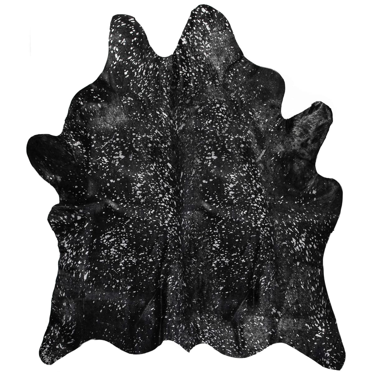 Alfombra de piel de vaca Natural Scotland para sala y recámara, hecha a mano 100% piel, pelo bajo, resistente a perder pelo, Negro y Plateado, 6 ft x 7 ft 676685001306