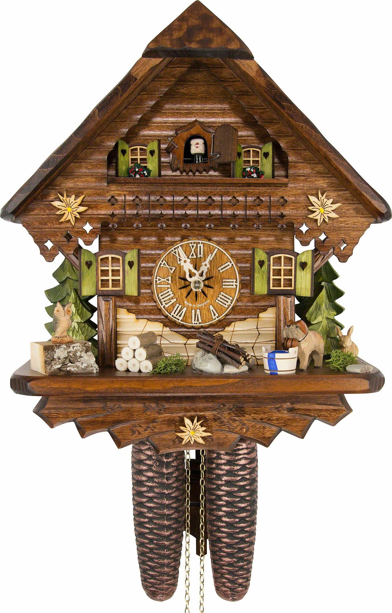 Cuckoo-Palace Reloj Cucú Alemán Chalet Summer Meadow Movimiento de 8 Días 13.3" 870