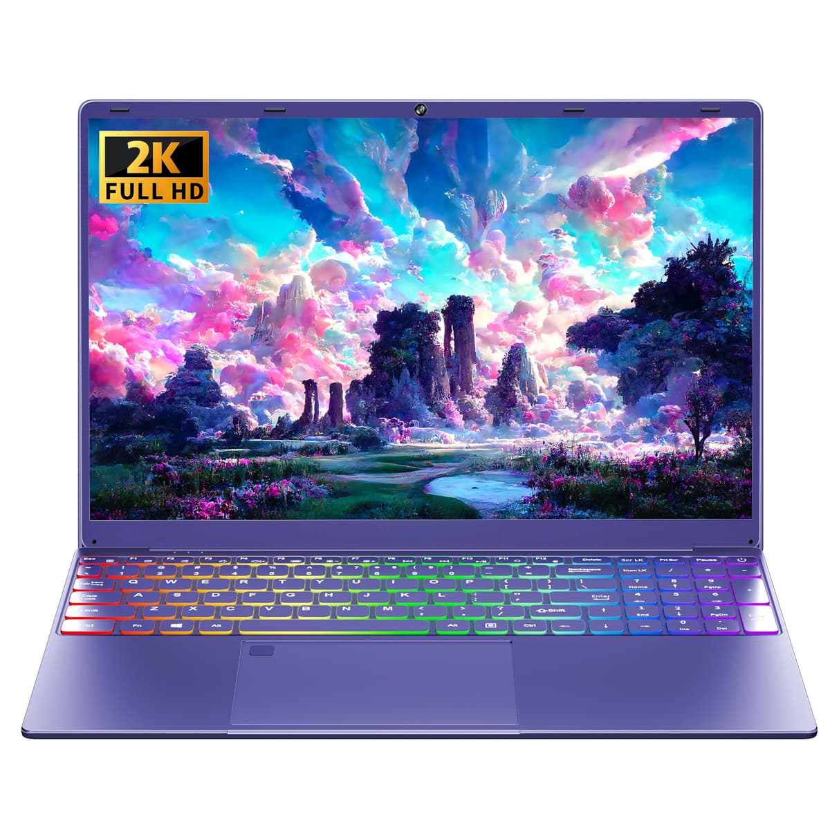 Nmybwo Laptop de 16" Púrpura 12GB RAM LPDDR5 1TB SSD NVMe CPU Alder Lake N95 Pantalla IPS 2K FHD (1920 x 1200) Teclado Retroiluminado a Color/Huella Dactilar/Windows 11 Pro para Trabajo, Estudio (12G+1TB) HJC160