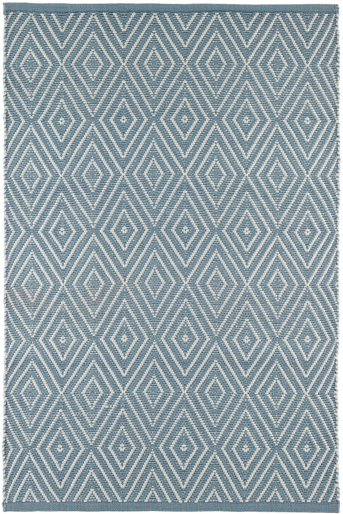 Dash & Albert Diamond Slate/Light Blue Handwoven Indoor/Outdoor Rug, 7.5 x 9.5 ft, patrón geométrico azul/gris RDB164-810