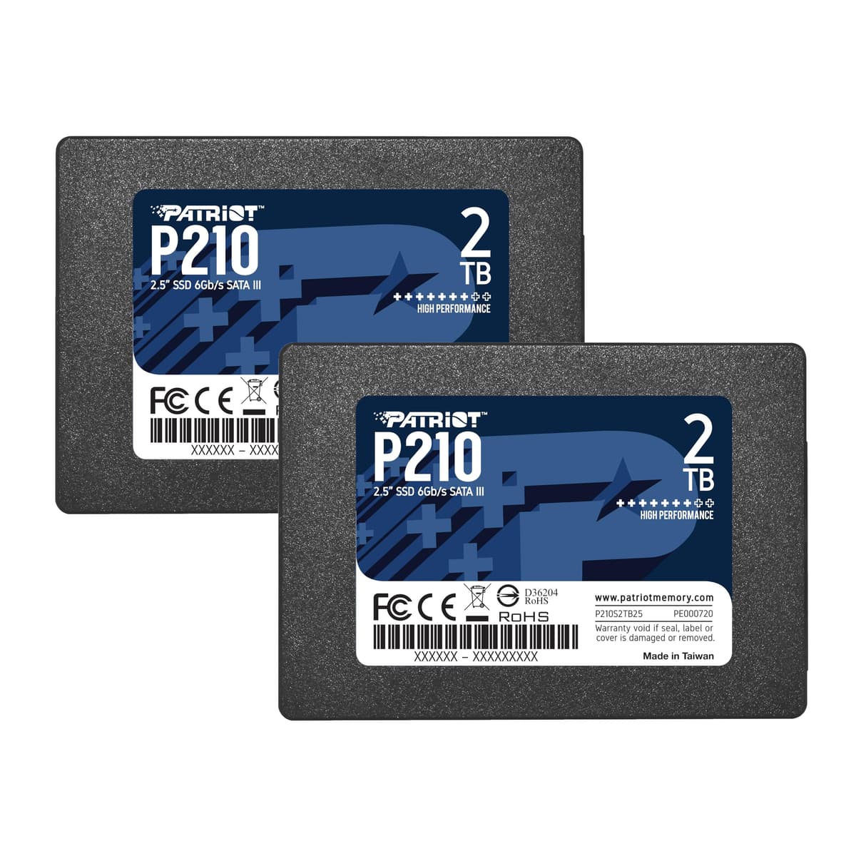 Patriot P210 SSD Interno 2TB Paquete de 2 - SATA 3 2.5" - Unidad de Estado Sólido - P210S2TB252B