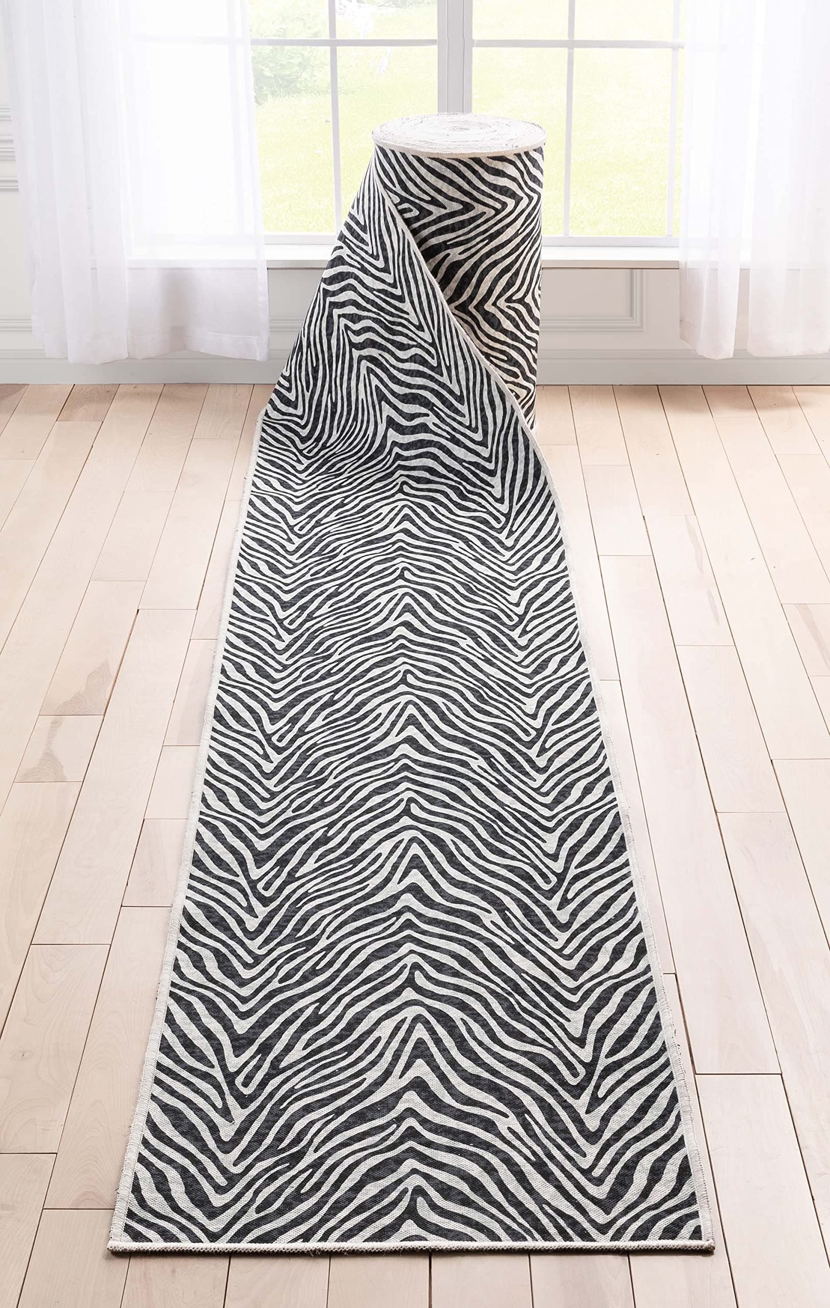 Zebra Stripe Black runner Well Woven 31" x 40' W-MO-02C-R-31