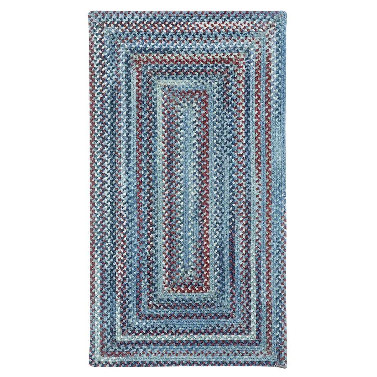 Capel American Heritage Barn Blue Alfombra trenzada Concentric Rectangle 7' x 7' 0555QS07000700415
