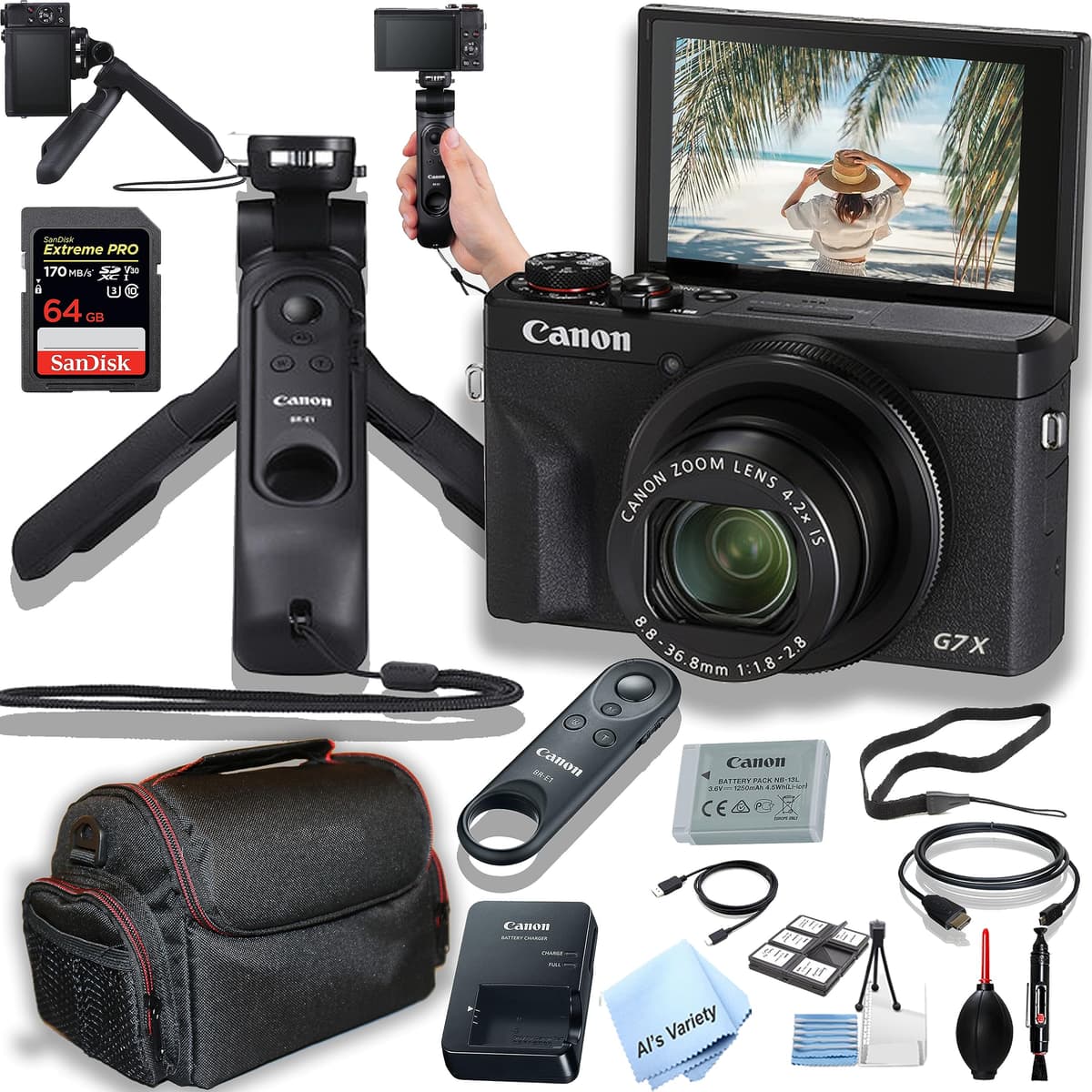Canon PowerShot G7 X Mark III Vlogging Bundle (Renewed) con 64GB y Accesorios CN-G7XIIIBRE1-082123-cr