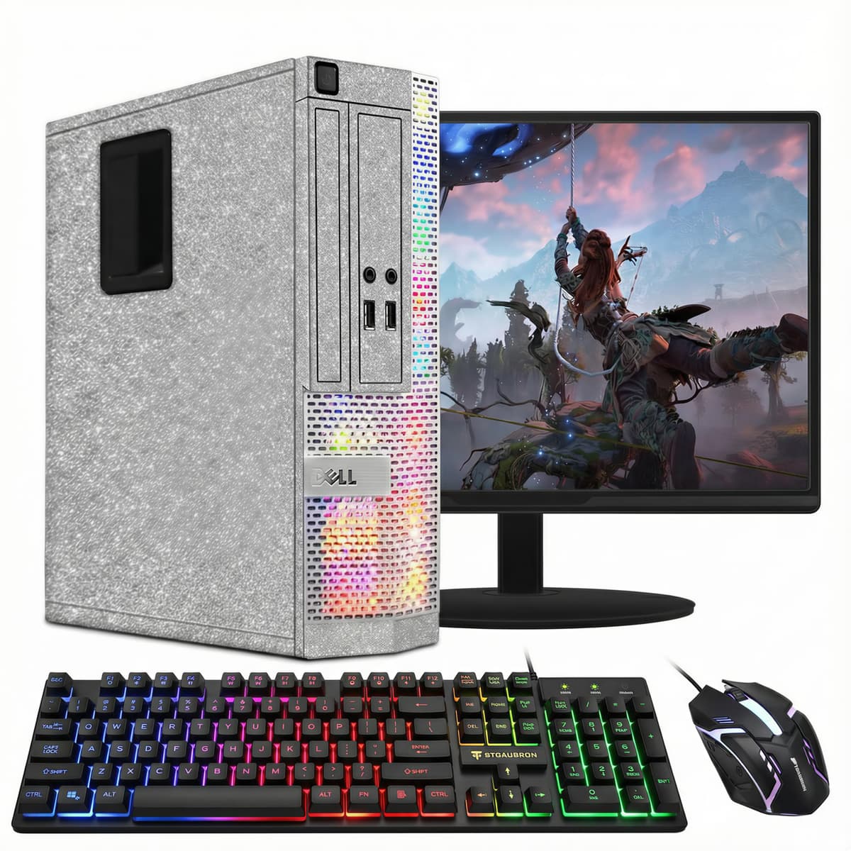 Computadora de Escritorio Dell RGB, Intel Core i7 hasta 3.9 GHz, 16 GB RAM, 512 GB SSD, WiFi, BT 5.0, Monitor Nuevo 24'' 1080 FHD, Windows 11 Pro (Reacondicionado) 3010