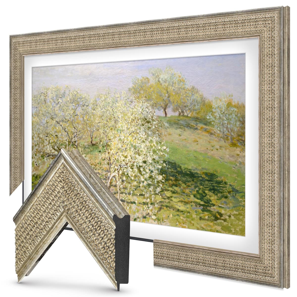Gatsby Silver Marco Deco para TV Premiere de 75" - Compatible SOLO con Samsung The Frame y Pro TVs (Compatible con 2021-2025, LS03A, LS03B, LS03C, LS03D, LS03FA, LS03FW) 75-48