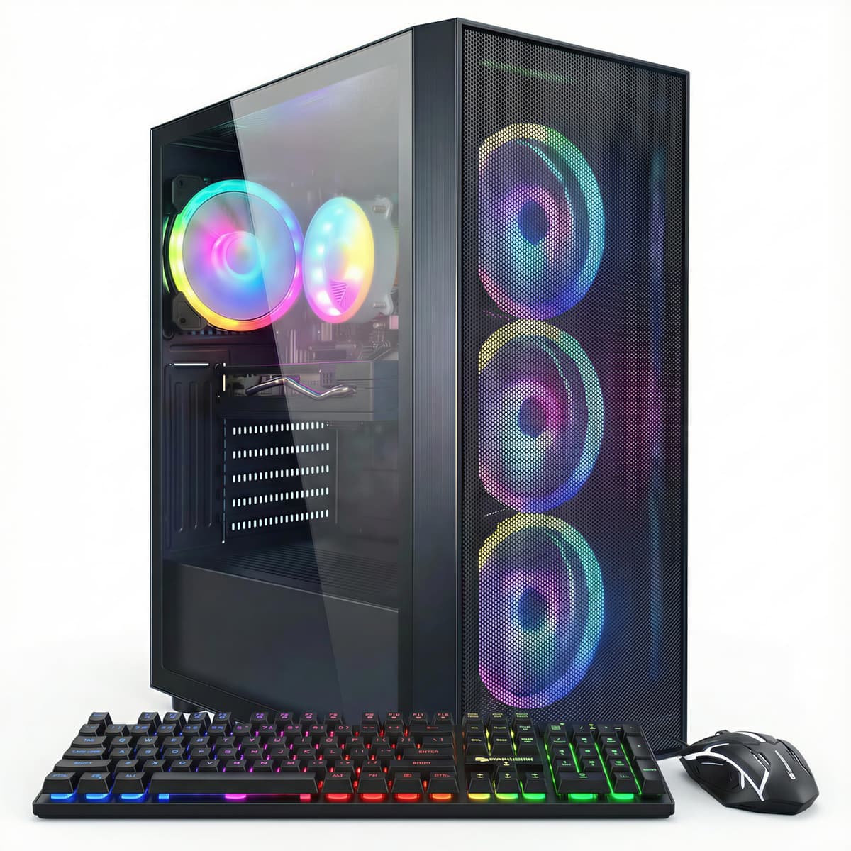 STGAubron PC de Escritorio para Juegos, Intel Core i7 de 8ª Gen hasta 4.1 GHz, Radeon RX 580 8GB, 16GB DDR4, SSD 1TB, WiFi 6 y BT 5.2, 4 Ventiladores RGB, Windows 11 Home ABR1824