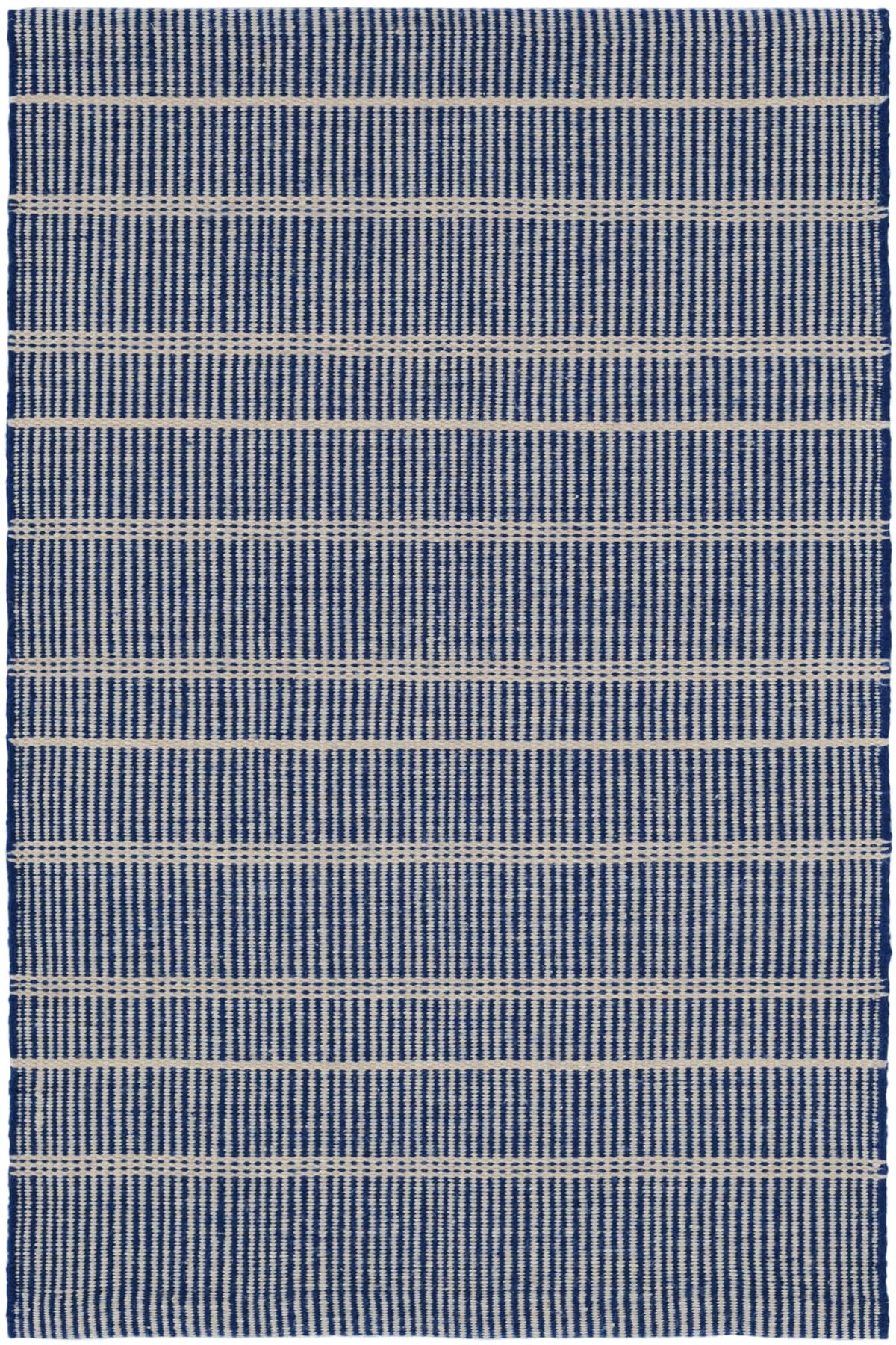 Dash & Albert Samson Indoor/Outdoor Area Rug, 6 x 9 ft, Navy Striped Handwoven Washable Accent Rug RDB322-69