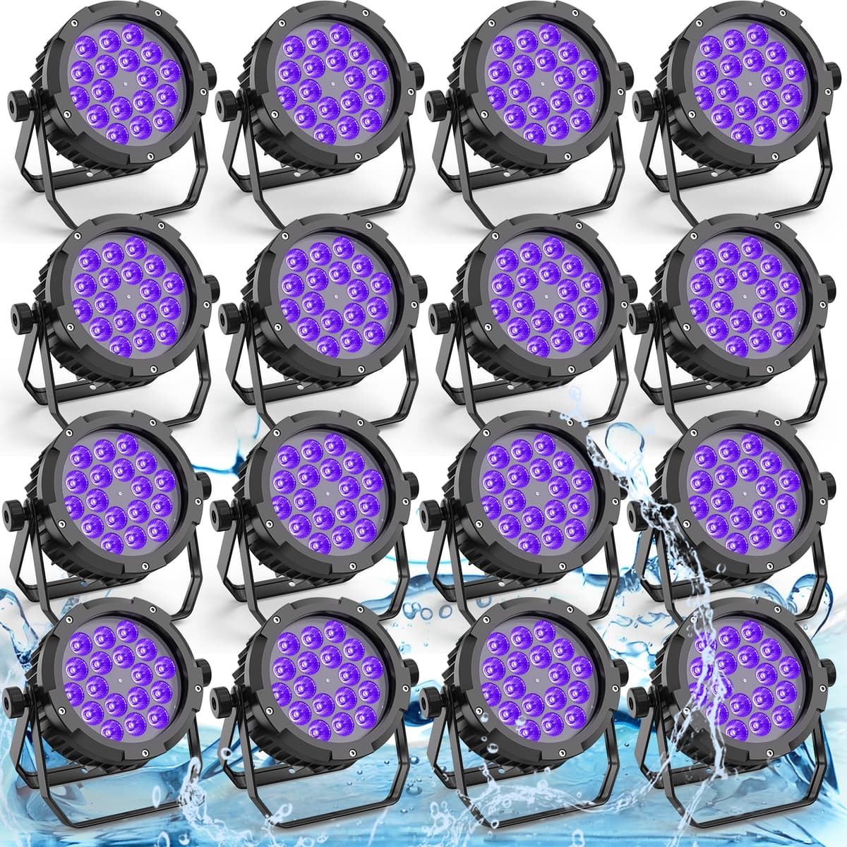 ZonQoonz Par Light IP67 LED UV RGBWA 6-en-1 Paraseísta Exterior con DMX ZQ01511X16US