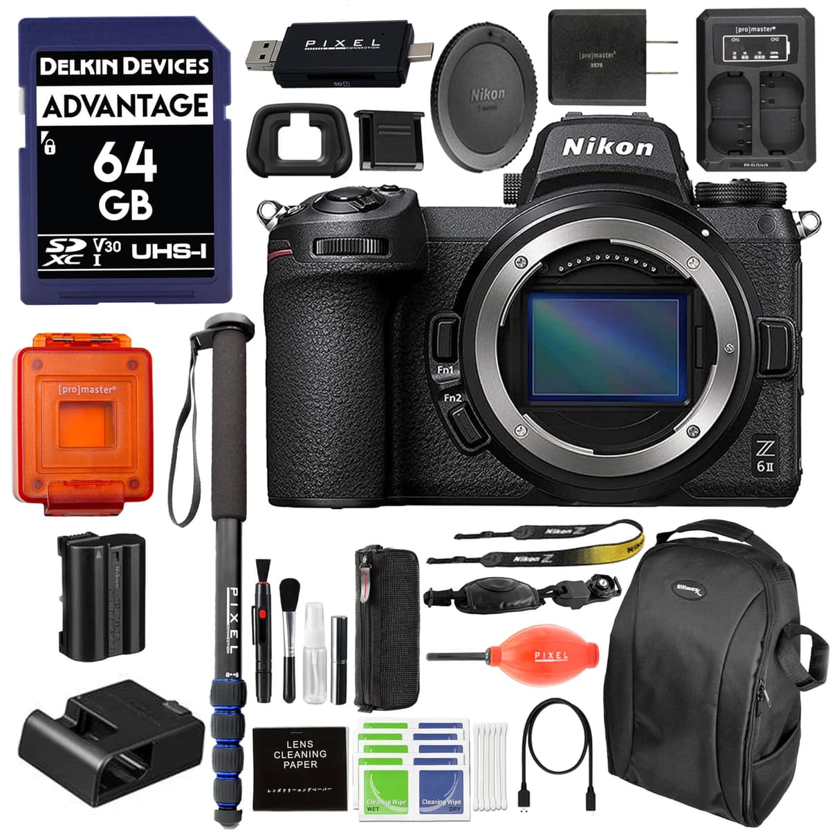 Pixel Connection Nikon Z 6II Cuerpo (Bundle con 64GB SD, batería extra, mochila, correa, tripié y más) 1659