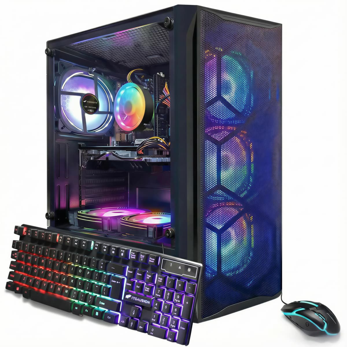 PC de Escritorio STGAubron Gaming, Radeon RX 580 8GB GDDR5, Intel Core i7 hasta 3.9 GHz, 16 GB RAM, SSD 1 TB, WiFi 600M, BT 5.0, 6 Ventiladores RGB, Windows 11 Home ABR0922