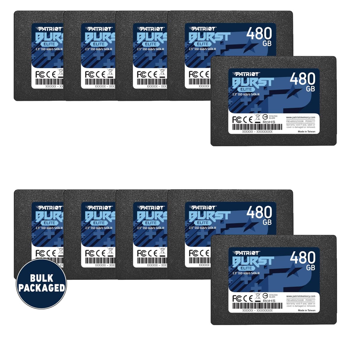 Patriot Memory Burst Elite SATA III 480GB - SSD 2.5" Bulk Pack 10 unidades PBE480GS25SSD0B