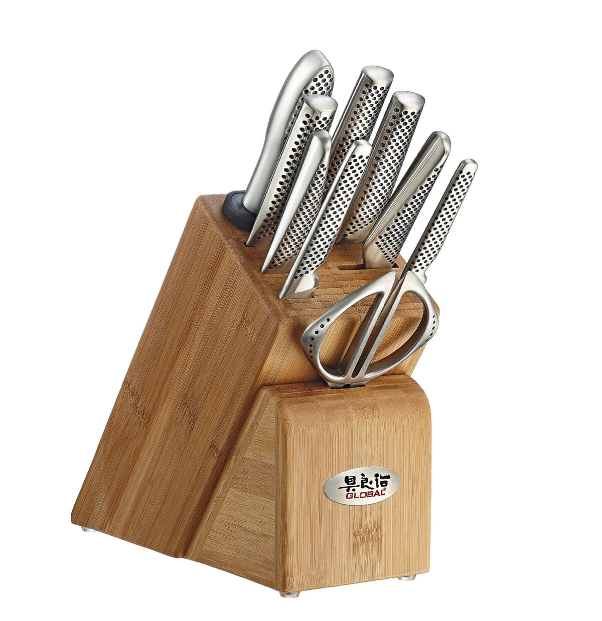 Global Set de Cuchillos Takashi 10 Piezas con Bloque, Acero Inoxidable Japonés, Mango Ergonómico, Hecho en Japón G-79589AU