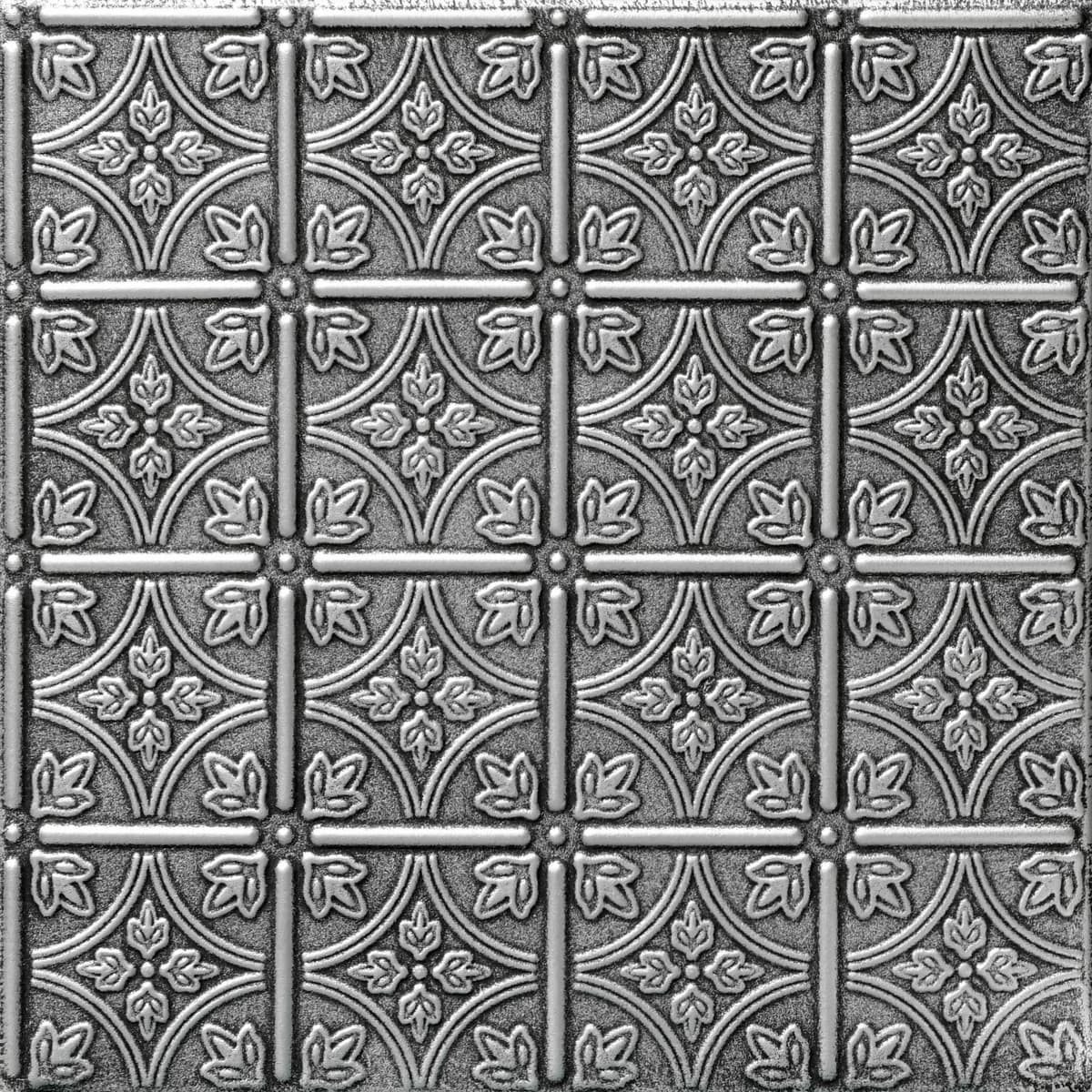 À LA MAISON CEILINGS R125 Adhesivo de espuma para plafón "Emma's Flowers" (384 sq. ft./Case), Paquete de 144, Plata Antigua R125as-144