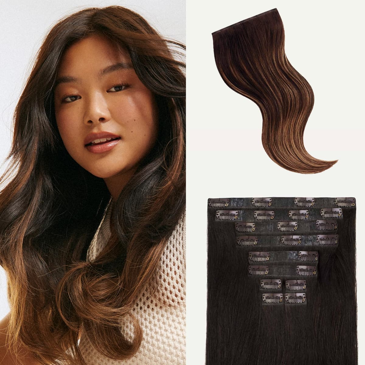 Luxy Hair 24" Mocha Brown Balayage - Seamless Clip-In 10 piezas (240 g) 24-240g-Color1CT6-S