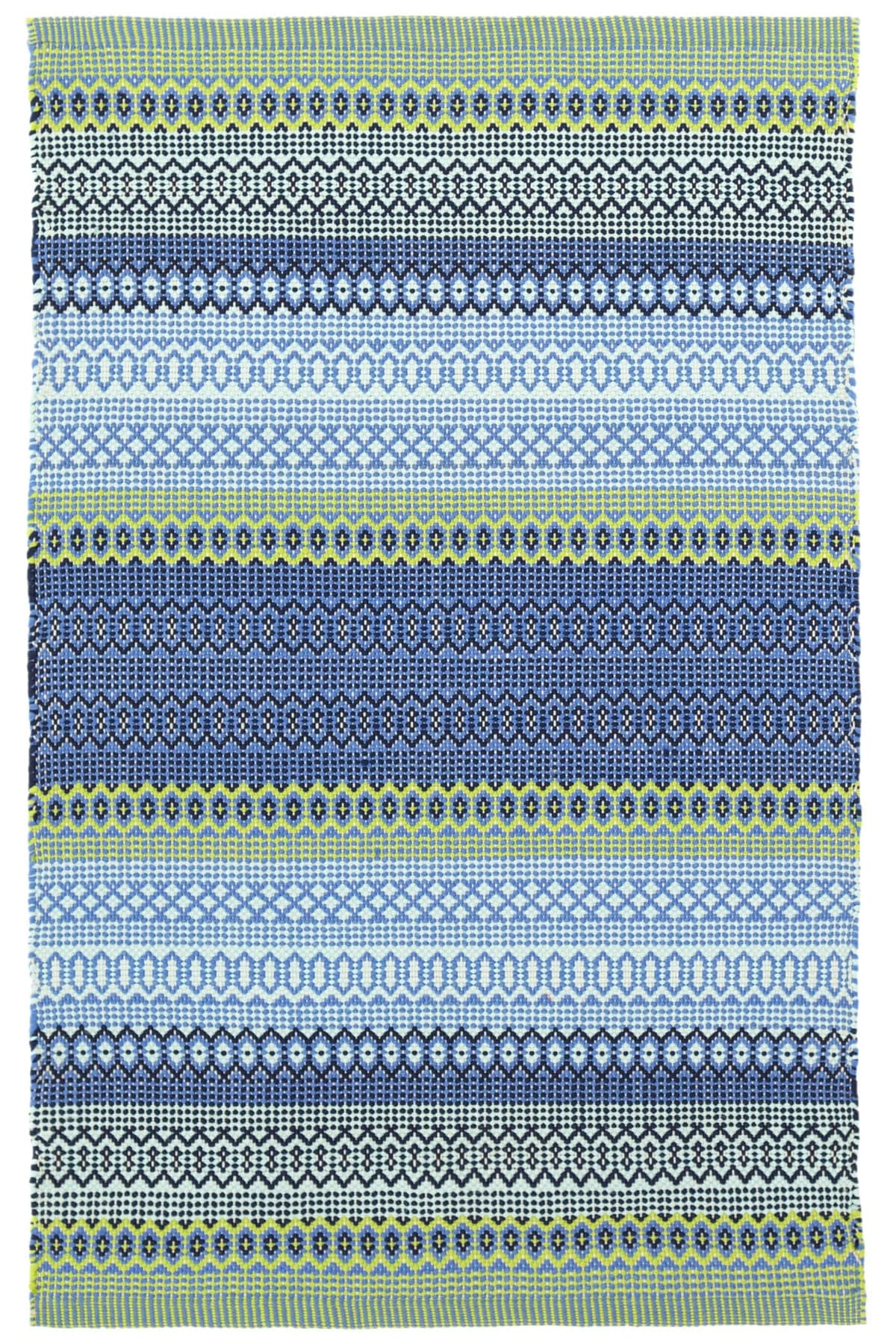 Dash & Albert Fiesta Stripe French Blue/Green Handwoven Indoor/Outdoor Rug, 7.5 X 9.5 Feet DA662-810
