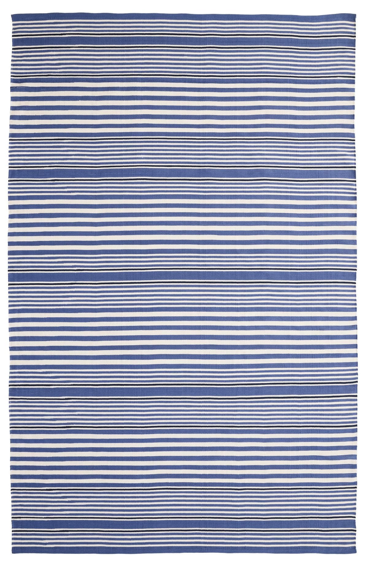 Dash & Albert Rugby Stripe Denim Alfombra Interior/Exterior Tejida a Mano, 7.5 x 9.5 ft, Rayas Azules RDB176-810