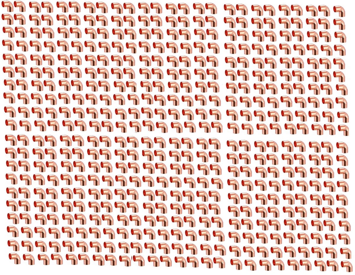 (500) Codo cobre 90° EZ-FLUID 1/2" C x C corto radio con conexión sweat, apto potable COPPER 90