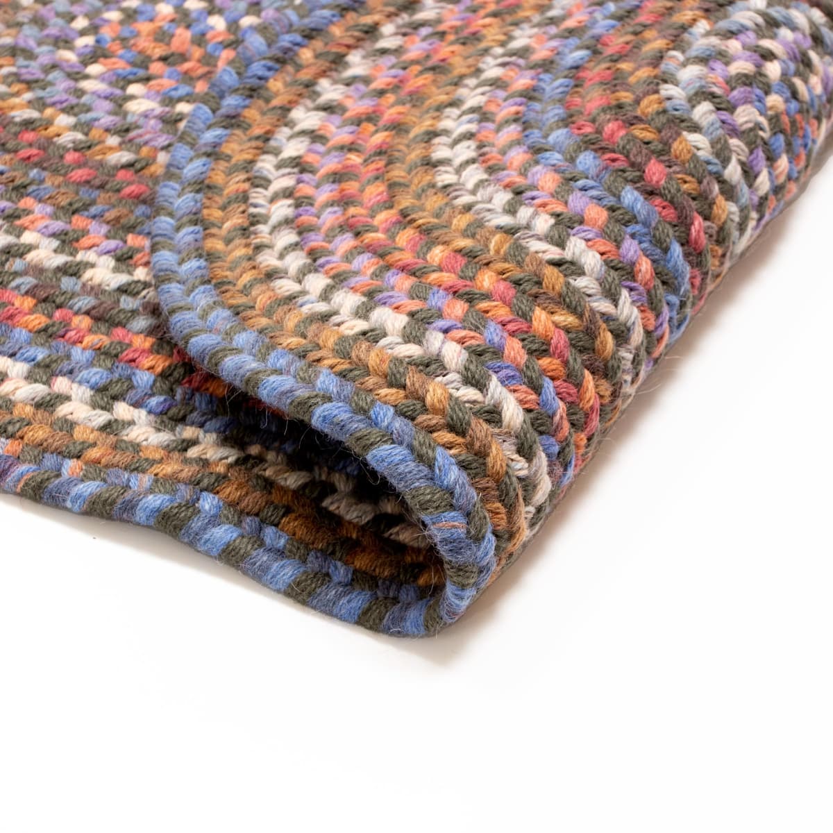 Super Area Rugs Tribeca Alfombra Trenzada de Lana Premium Reversible 6' x 9' Ovalada (Blue Green Mix)