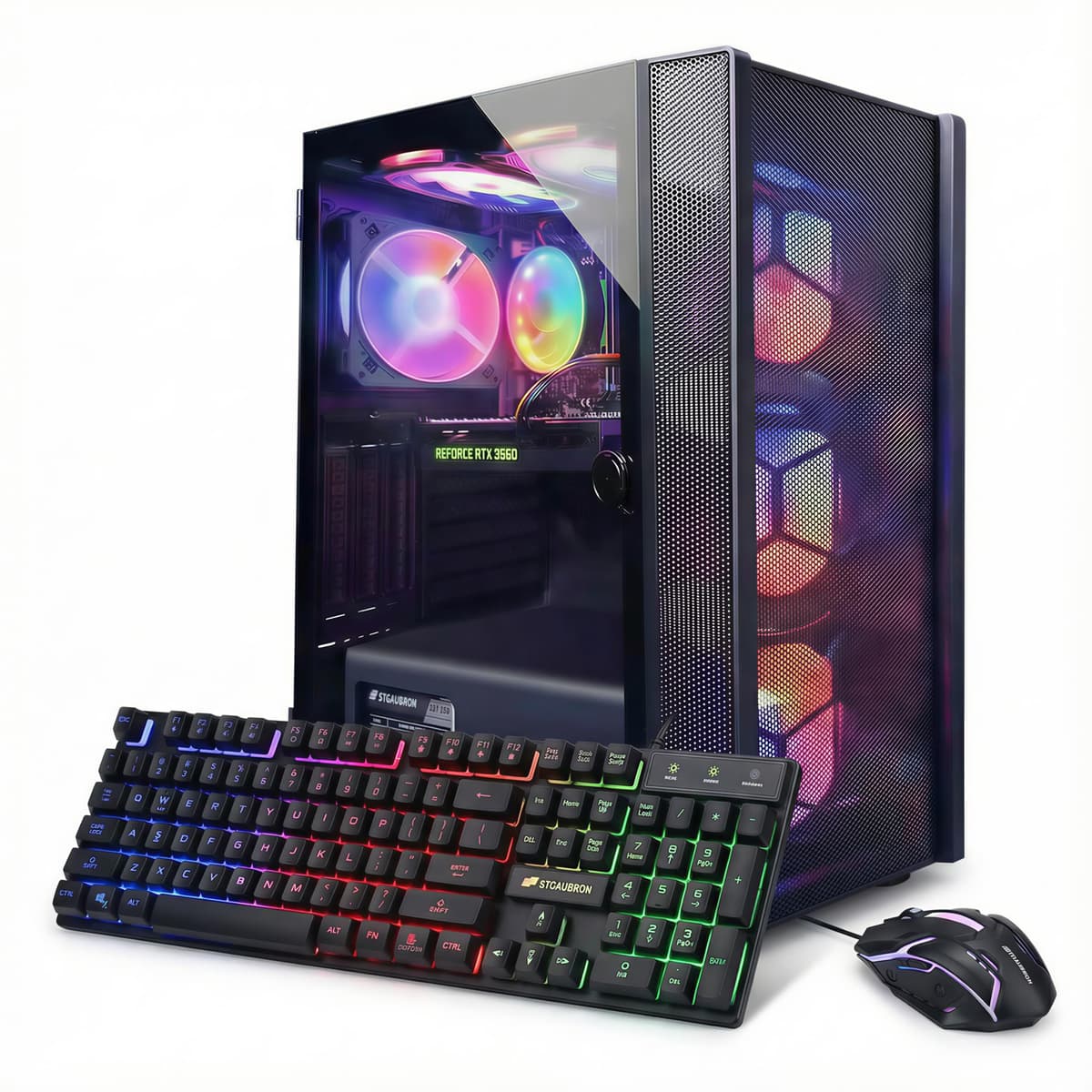 PC de Escritorio Gamer STGAubron, GeForce RTX 3060 12GB, Intel Core i7 hasta 3.9GHz, 32GB RAM, 1TB SSD, WiFi 6, Bluetooth 5.0, 6 Ventiladores RGB, Windows 11 Home ABR0622