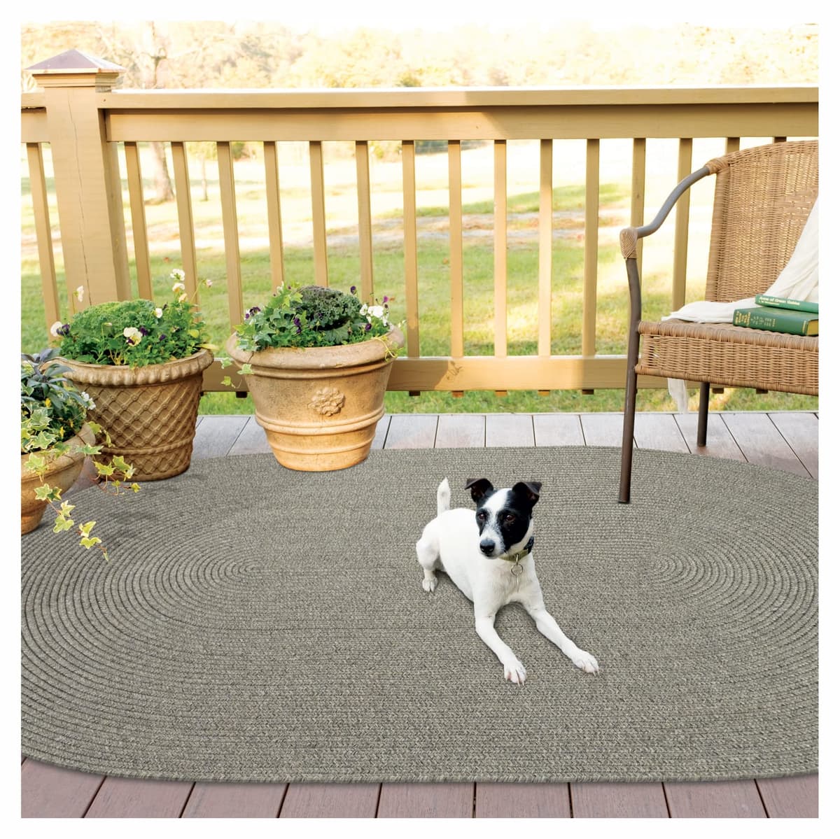 Homespice Slate Gray Alfombra Trenzada Ovalada 5x8' - Interior y Exterior, Reversible y Fácil de Mantener 304568