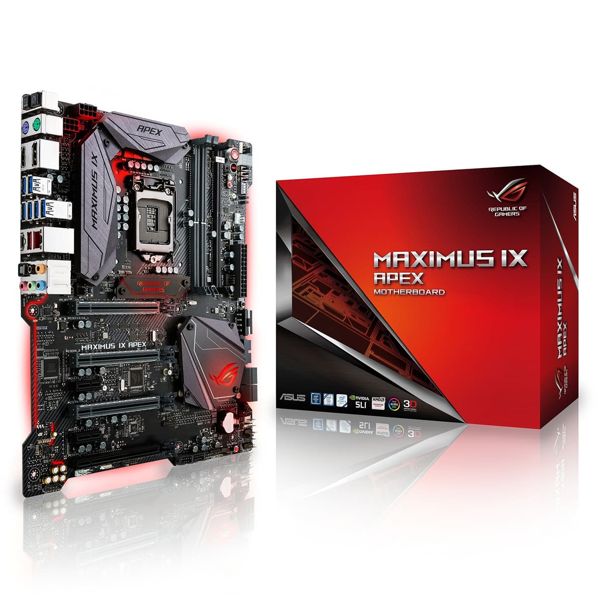 Placa madre ASUS ROG Maximus IX Apex (LED RGB Aura Sync, DDR4 4266 MHz, tarjeta de expansión DIMM.2 con doble M.2 y USB Tipo-A/C)