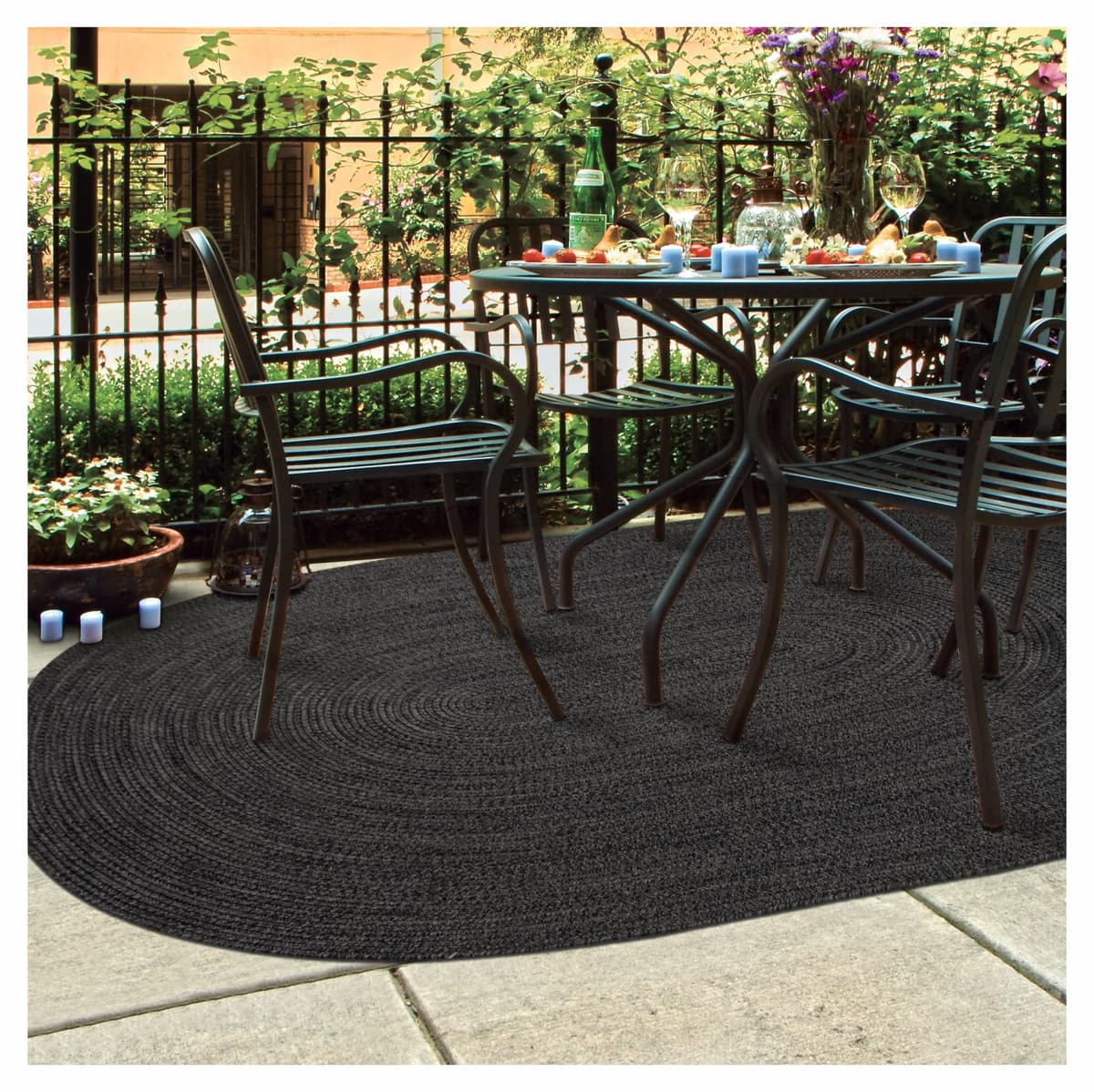 Homespice Black Alfombra Ovalada Trenzada 6x9' - Negro y Carbón 305572