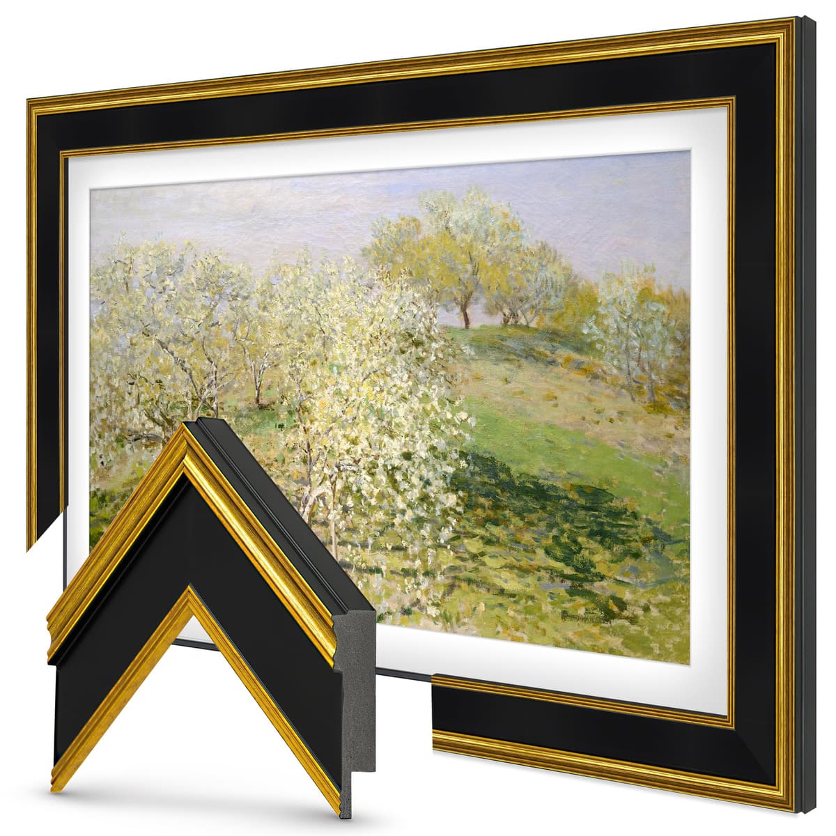 Marco para TV Premiere Deco 43" en Oro Antiguo y Negro - Compatible ÚNICAMENTE con Samsung The Frame (Compatible con 2021-2025, LS03A, LS03B, LS03C, LS03D, LS03FA)