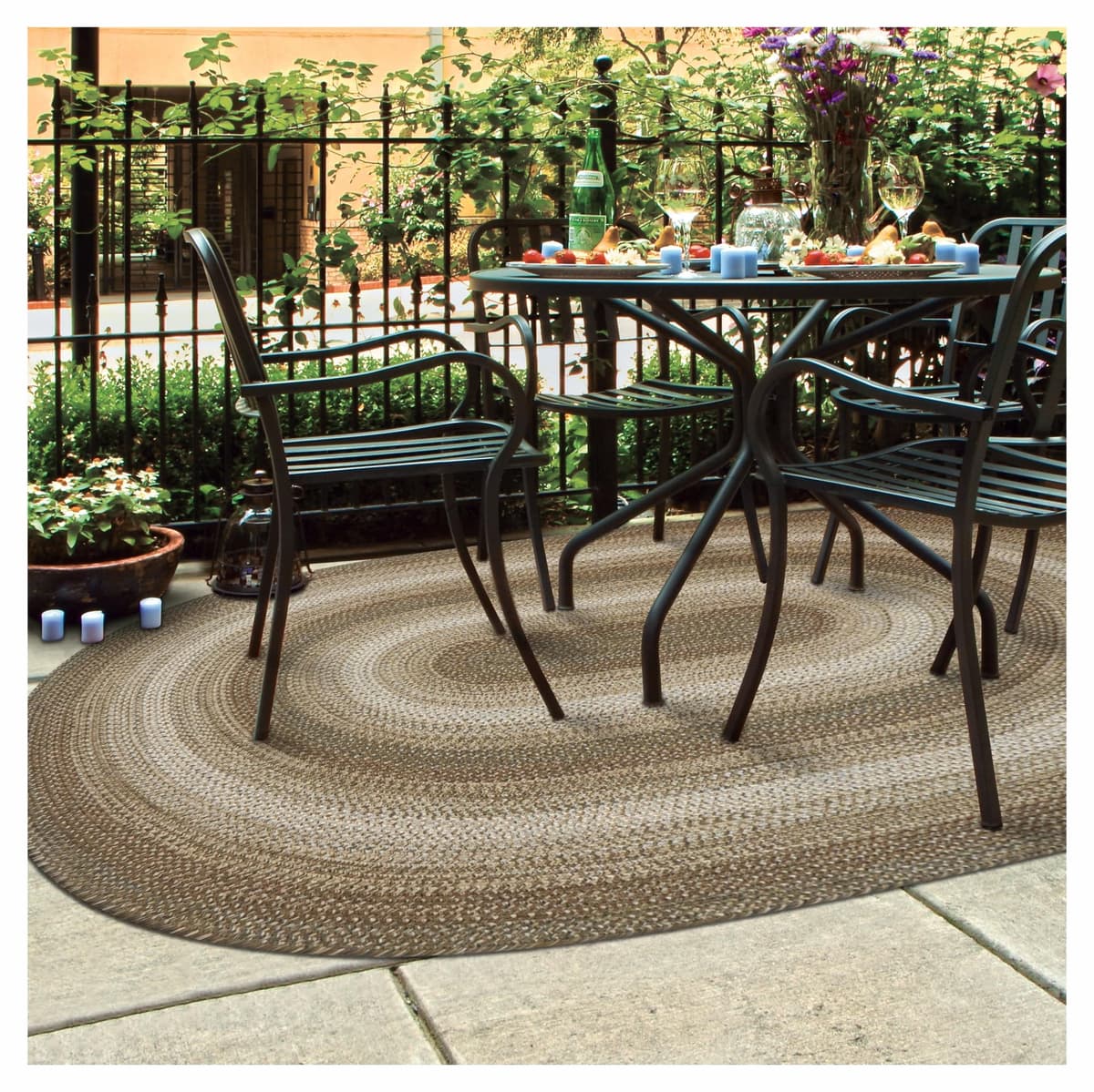 Homespice Wildwood Brown Alfombra Trenzada Ovalada 6x9' - Resistente, para interior y exterior 305626
