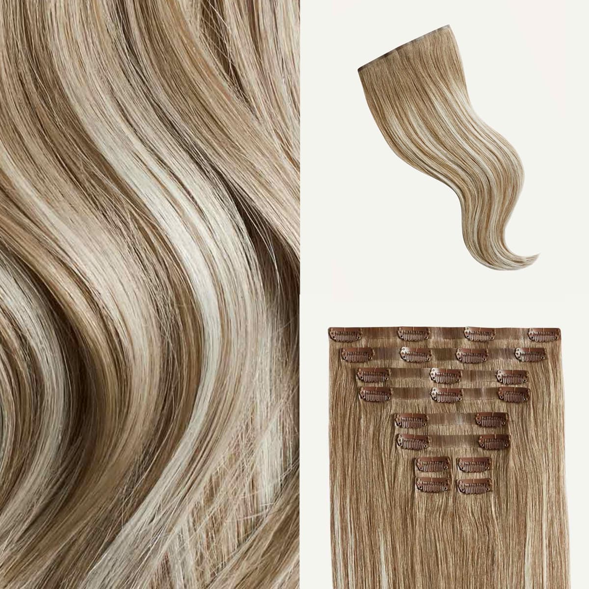 Luxy Extensions Clip-In 24" 240g Natural Blonde Balayage - 100% Remy Human Hair 24-240g-Color18AT90-S