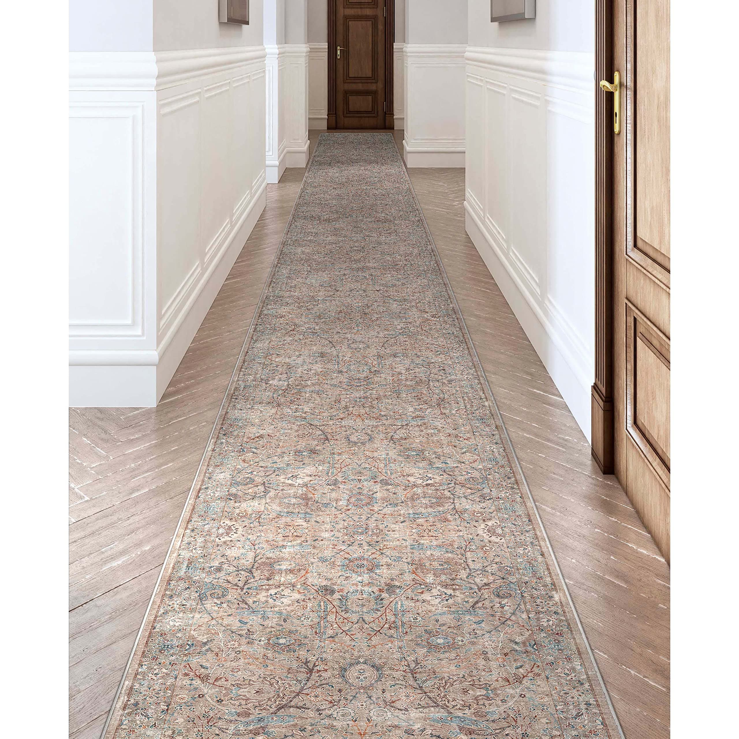 Well Woven Emilia Alfombra de Pasillo de Pelo Bajo Floral 27" x 36' - Marfil W-AS-03B-R-36