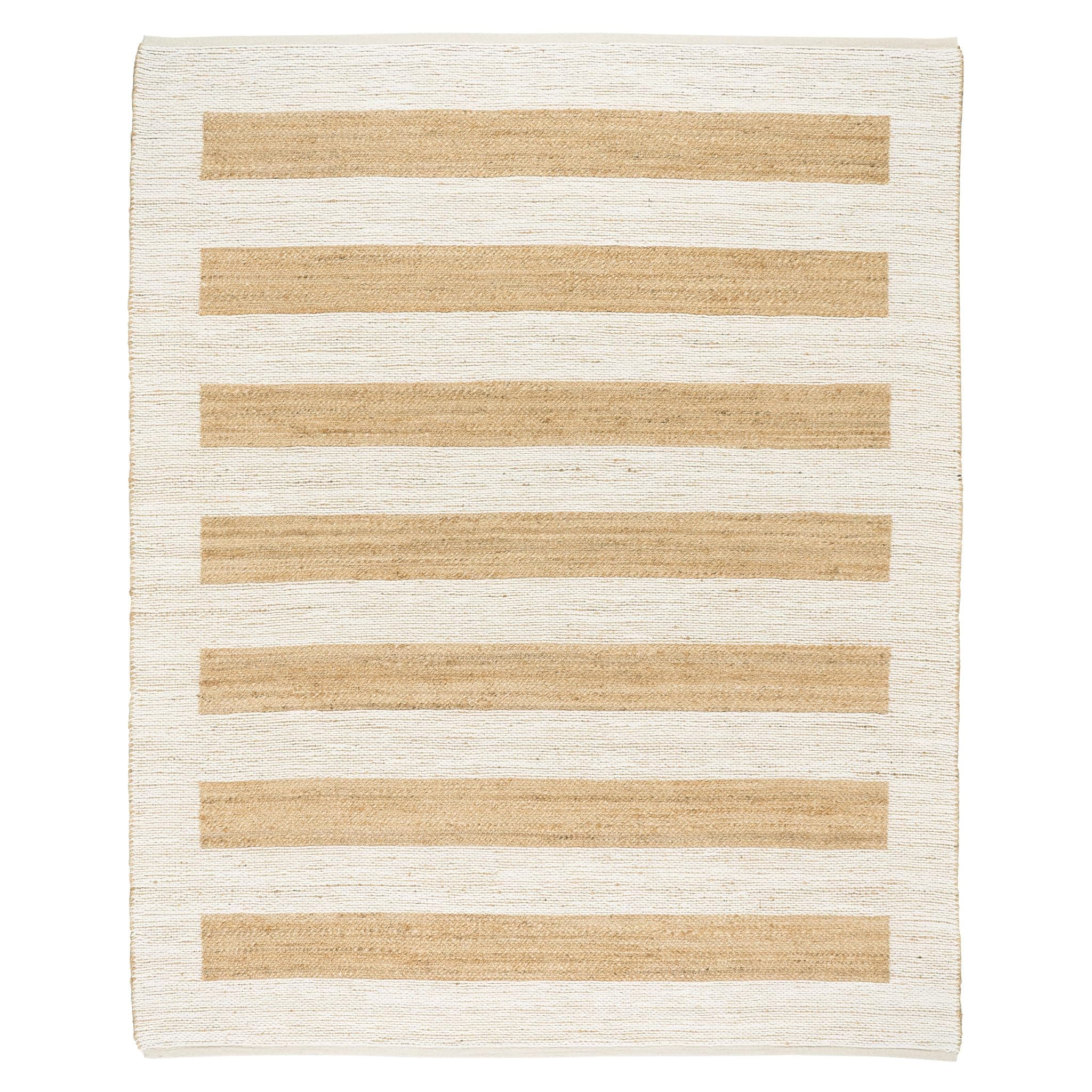 Dash and Albert Milo Jute & Cotton Area Rug - 7.5 X 9.5 Ivory Stripe Handwoven Accent Rug DA802-810
