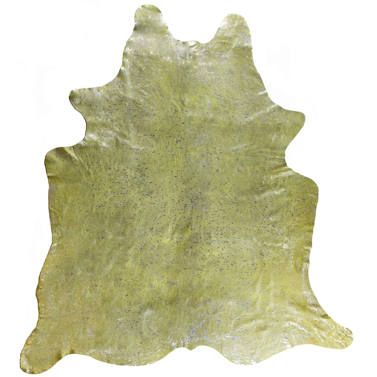 Alfombra de piel de vaca Natural Scotland para sala y recámara, hecha a mano 100% piel, pelo bajo, resistente a perder pelo, Lima y Plateado, 6 ft x 7 ft 676685001313