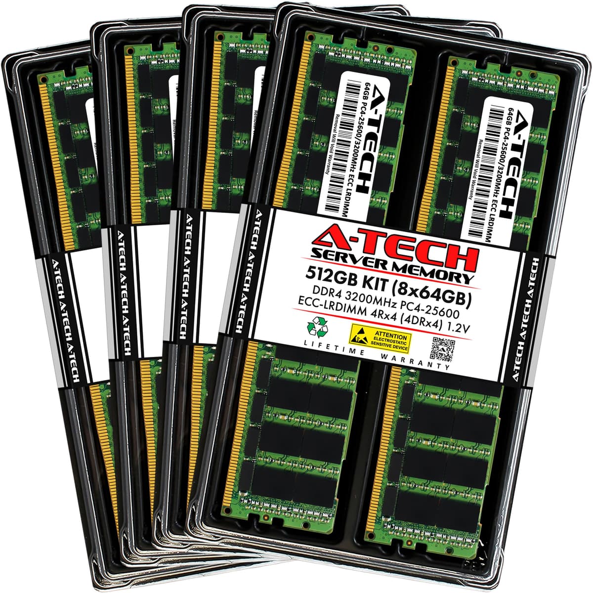 A-Tech 512GB (8x64GB) DDR4 3200MHz PC4-25600 ECC LRDIMM 4Rx4 288-Pin AT64G8D4D3200LQ4N12V