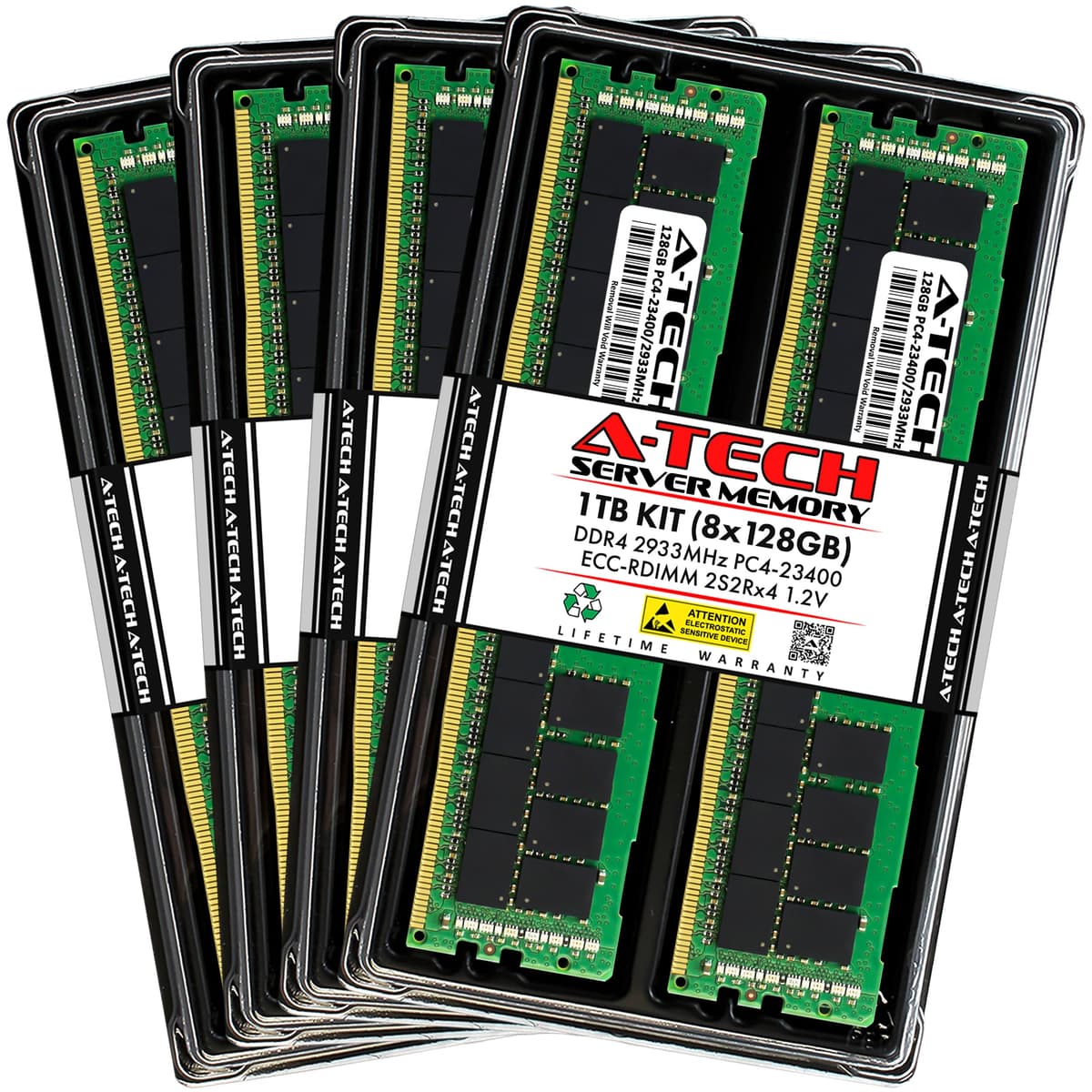 A-Tech 1TB Kit (8x128GB) DDR4 2933MHz PC4-23400 ECC RDIMM 4Rx4 Quad Rank 1.2V 288-Pin Server & Workstation RAM AT128G8D4D2933RQ43DSN12V