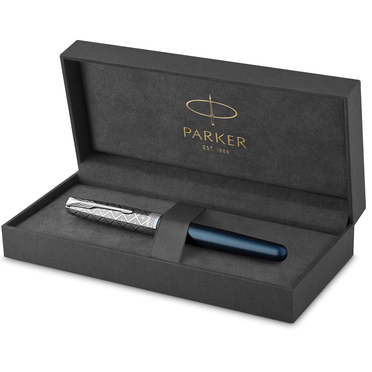 PARKER Sonnet Pluma Estilográfica - Azul satinado, punta 18k oro medio, presentación en caja 2119744