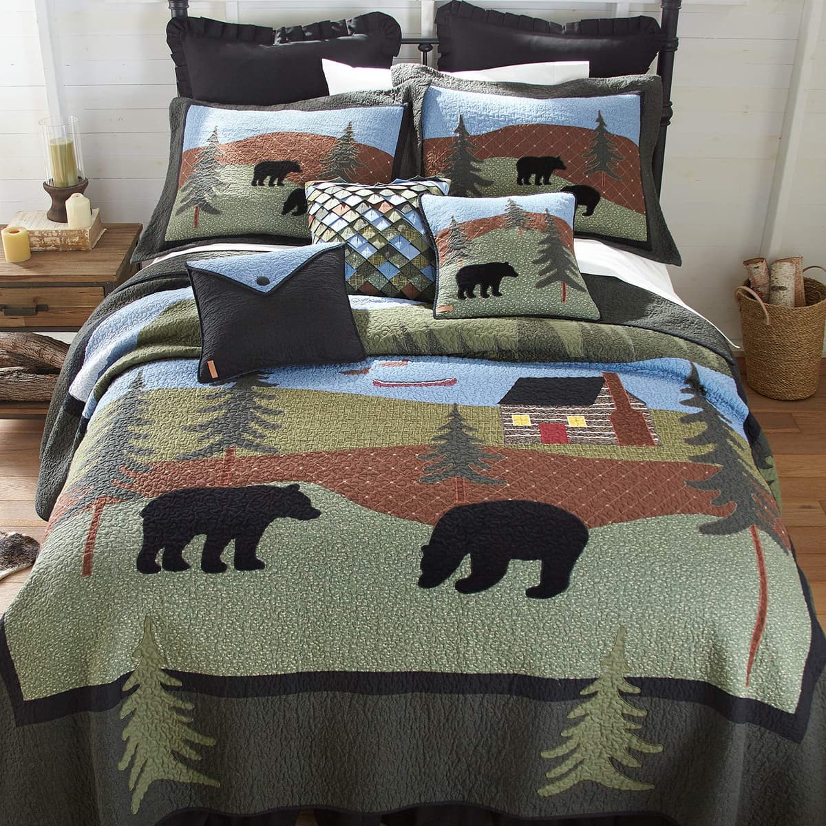 Donna Sharp Bear Lake Z83407 Juego de colcha y 2 fundas (King), algodón, apto para lavadora
