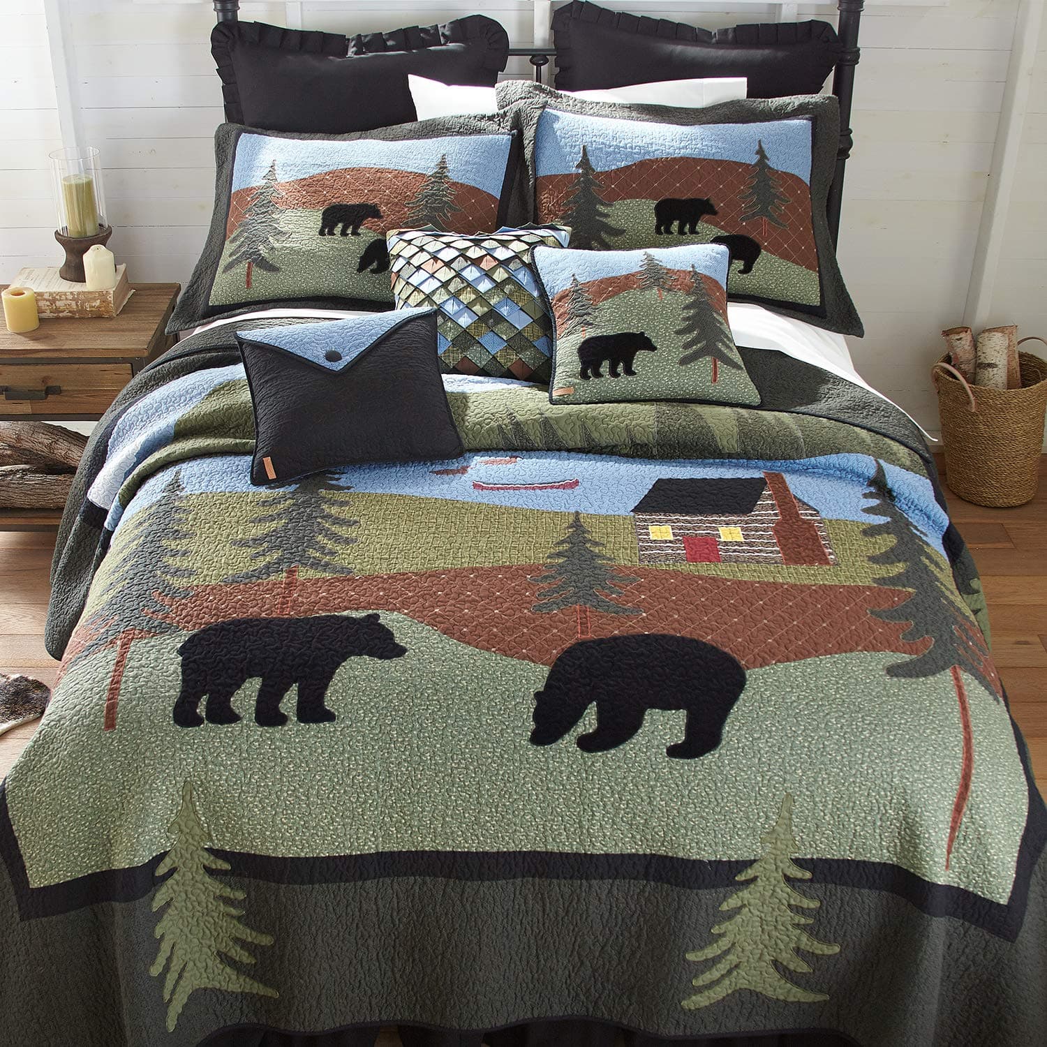Donna Sharp Bear Lake King Quilt - Diseño con osos, algodón, king 110" x 100" 83407