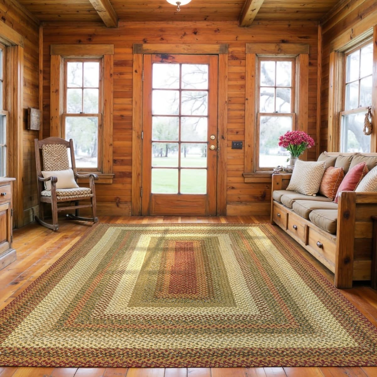 Homespice Pumpkin Pie Alfombra Trenzada Multicolor de Algodón 5x8' Rectangular 414168
