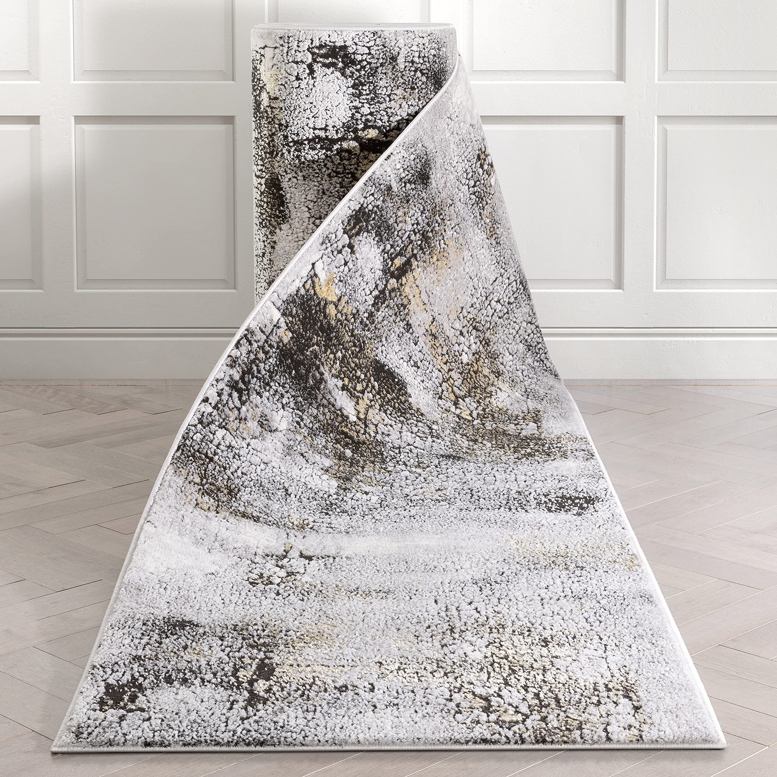 Well Woven Fairmont Kennet Grey Abstract Industrial 31" x 62' Runner IHS-FRM-157-R-31-62