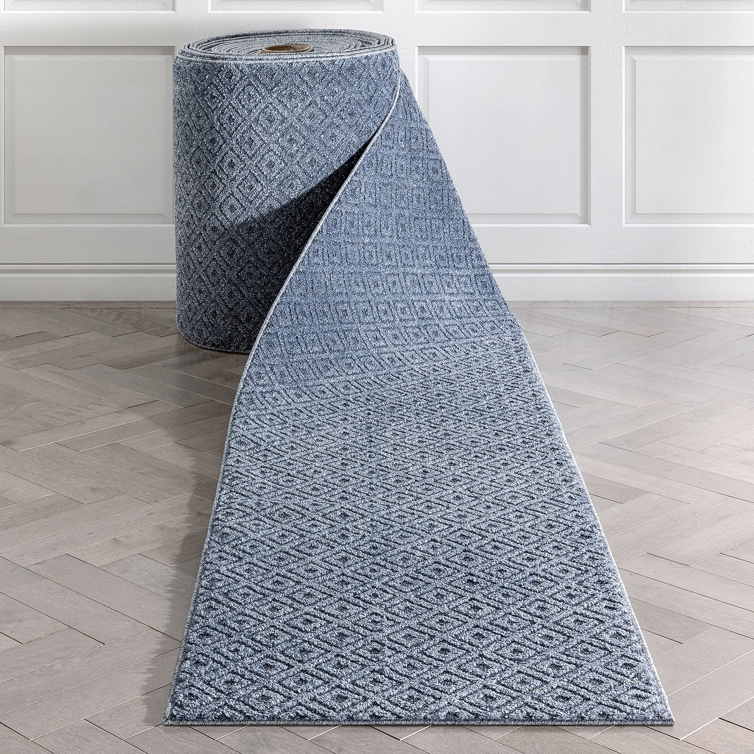 Well Woven Piano Light Blue Tribal Diamond Runner 27" x 60' personalizado IHS-MG-256-R-60